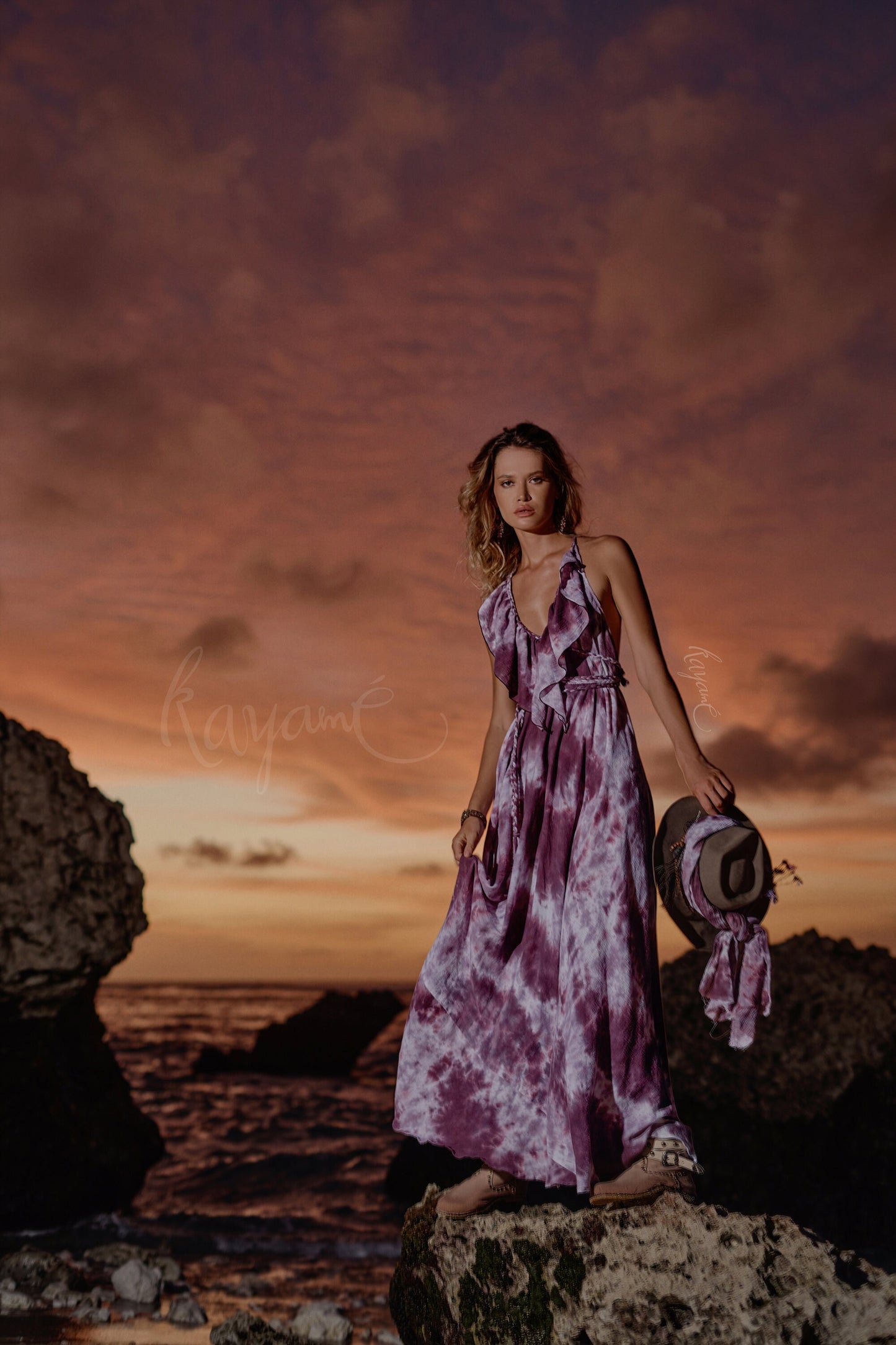 Purple tie dye goddess dress