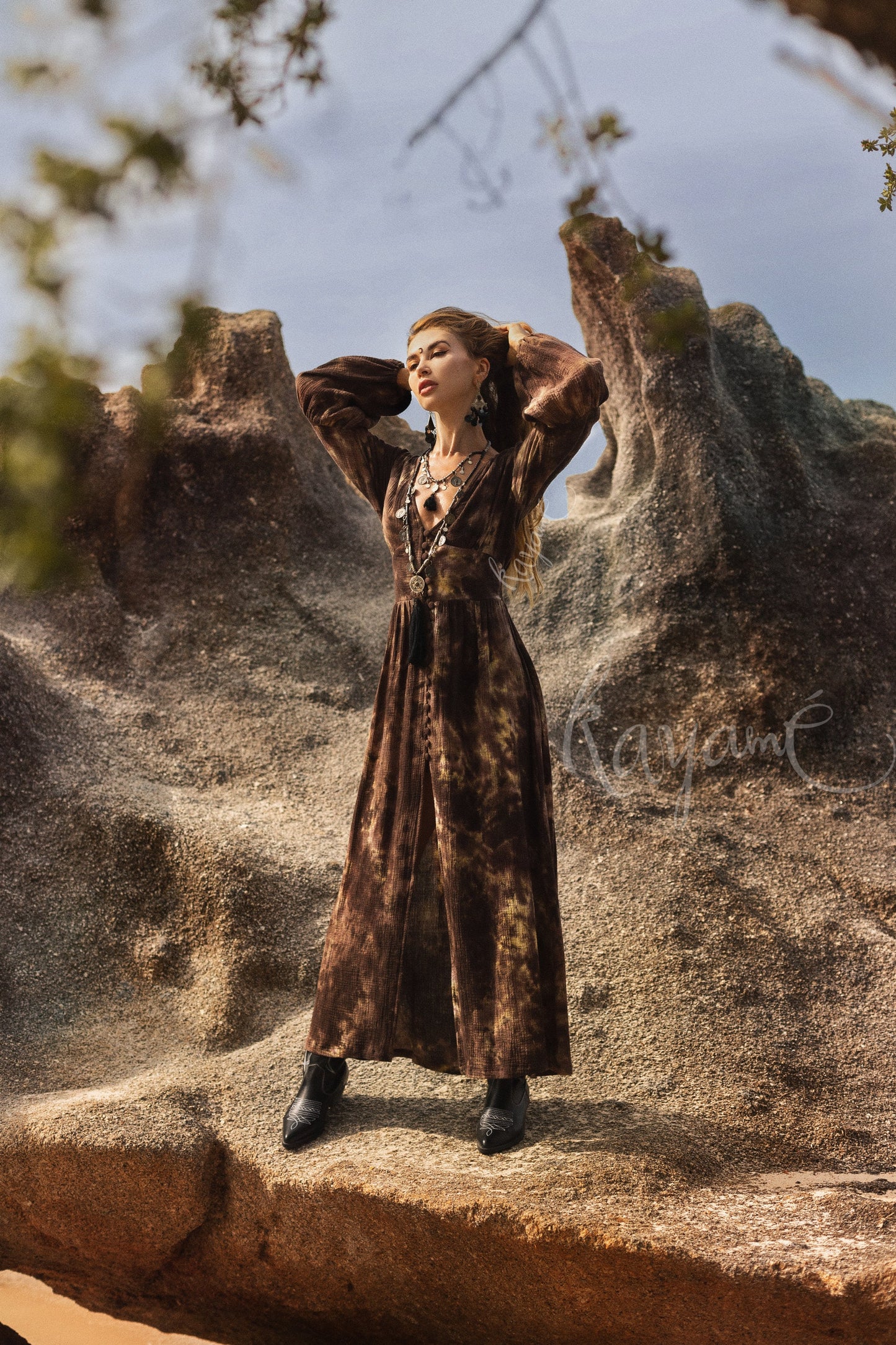 Tie Dye Brown Organic Cotton Dress