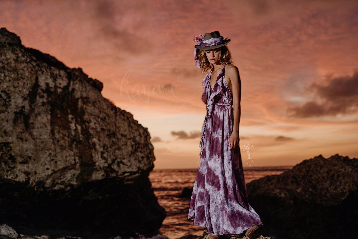 Purple tie dye goddess dress