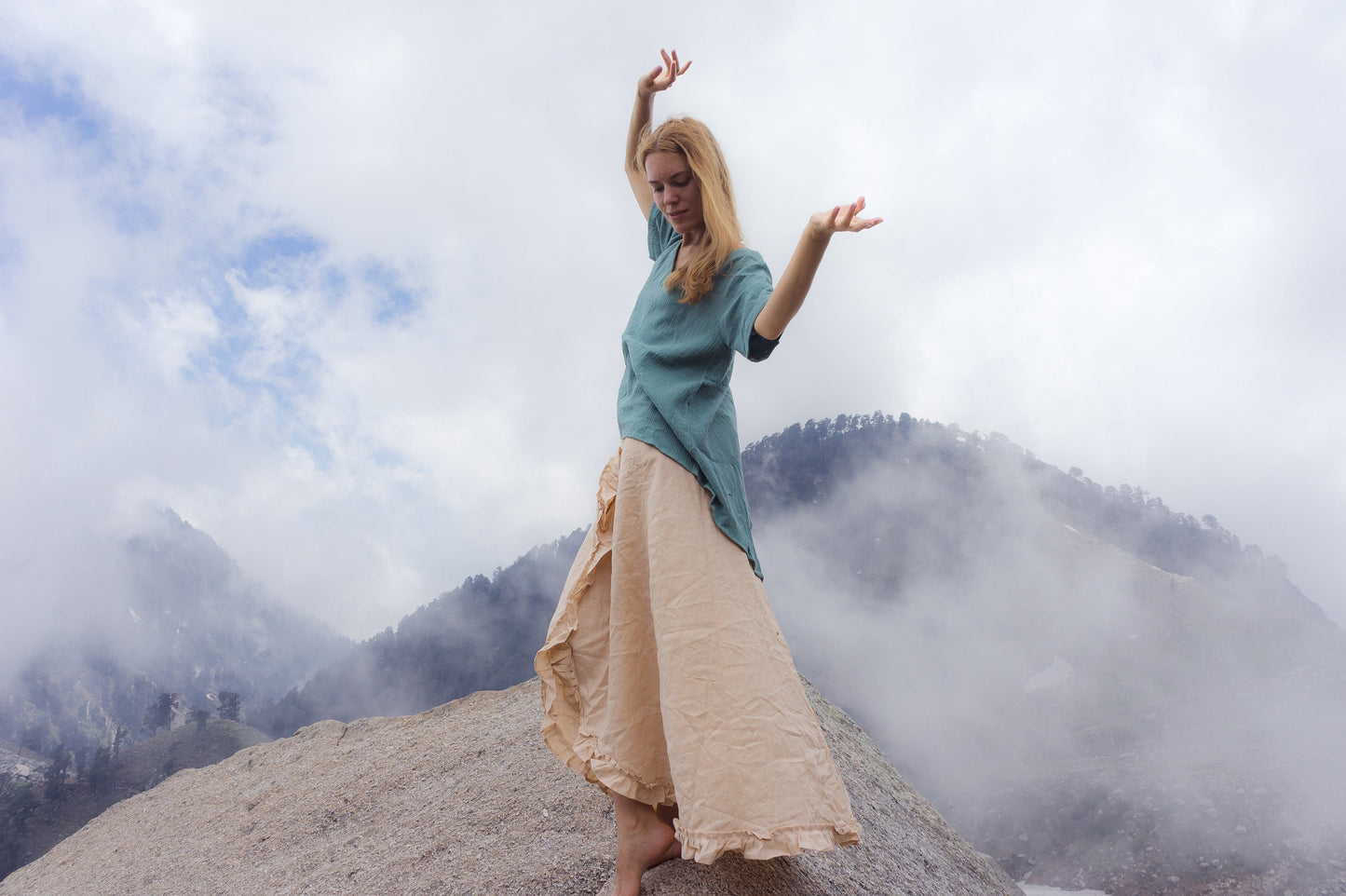 Bohemian linen wrap skirt