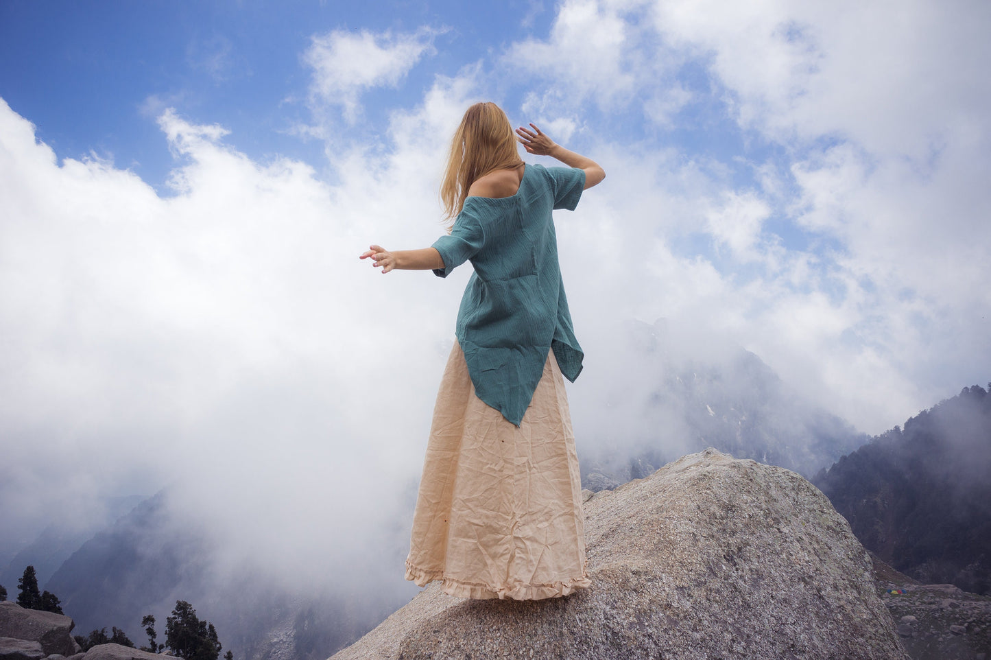 Bohemian linen wrap skirt