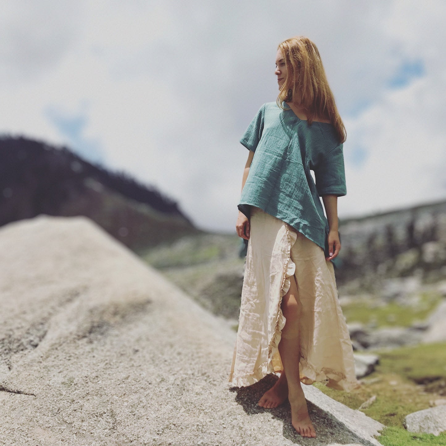 Bohemian linen wrap skirt