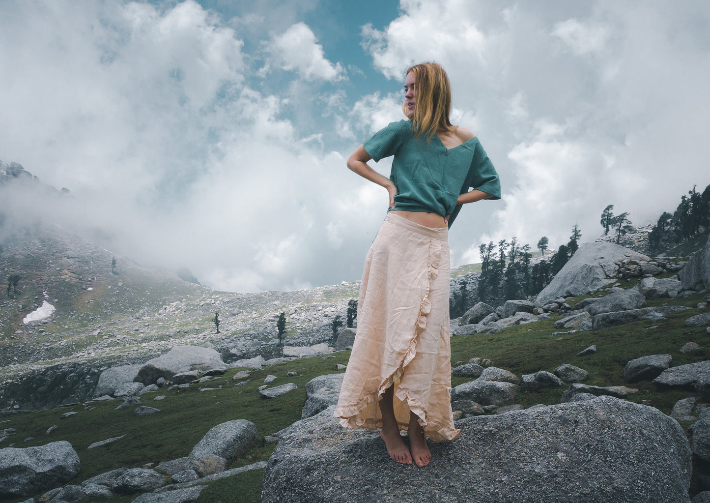 Bohemian linen wrap skirt