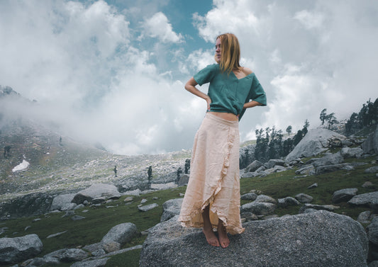Bohemian linen wrap skirt