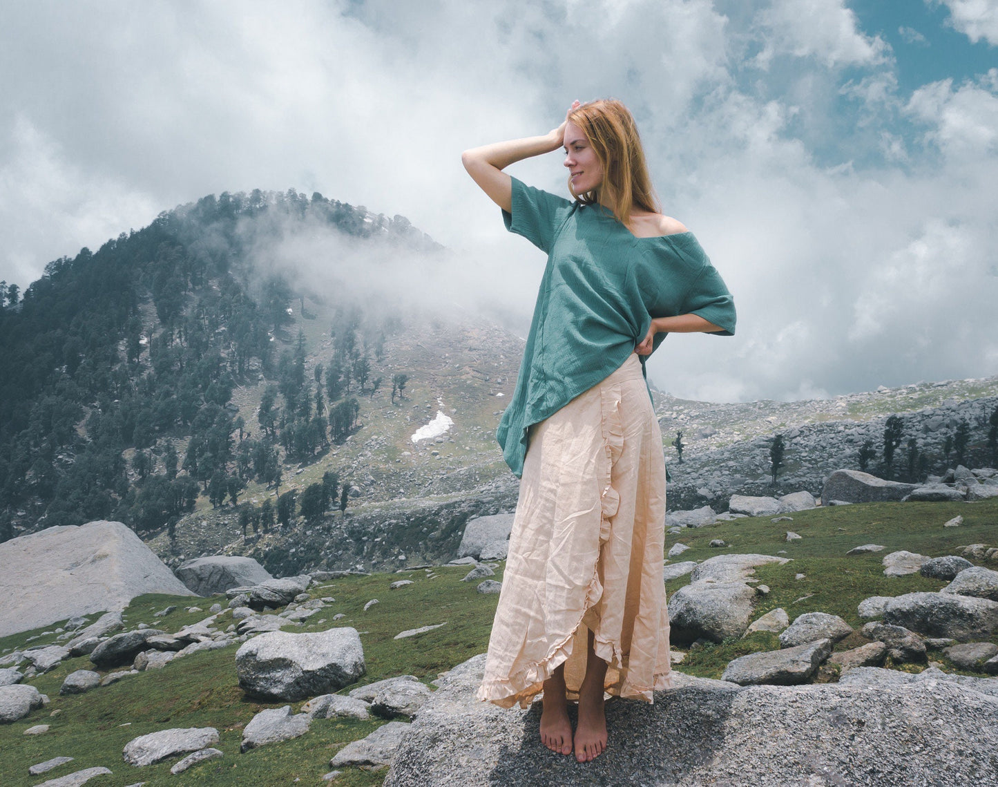 Bohemian linen wrap skirt