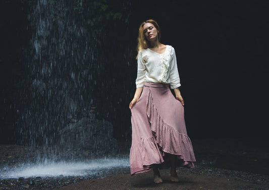 Wrap ruffle maxi skirt | Dusty rose
