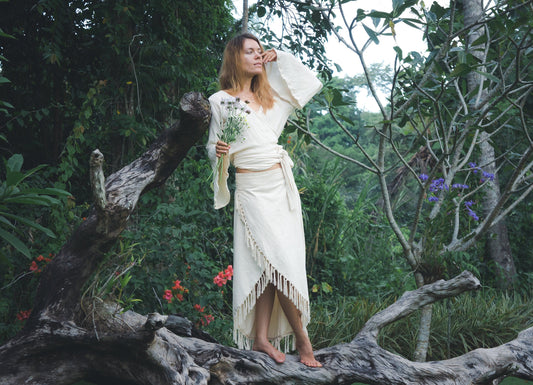 Wrap fringe skirt | Natural