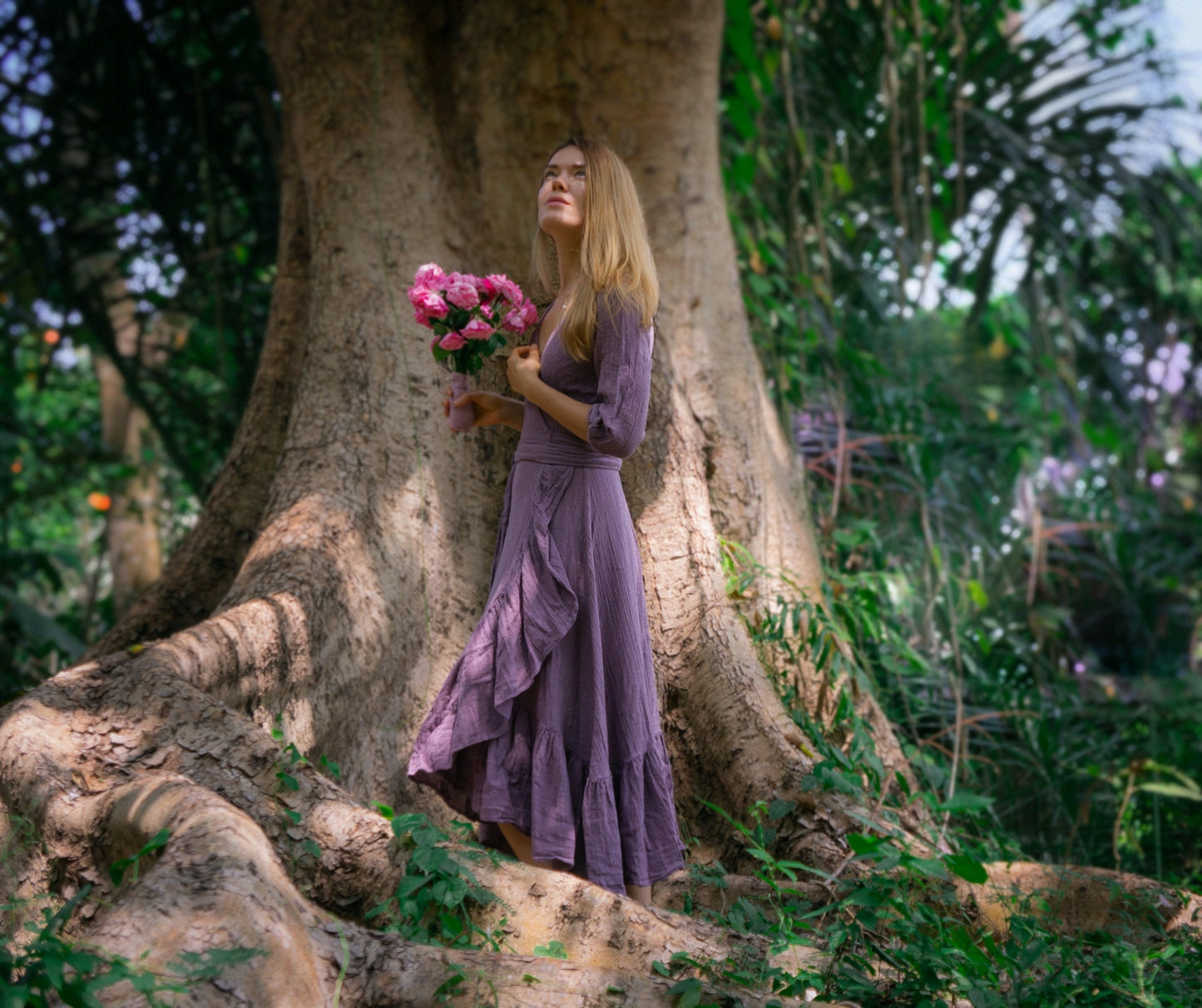 Goddess ruffle wrap dress | Lavender