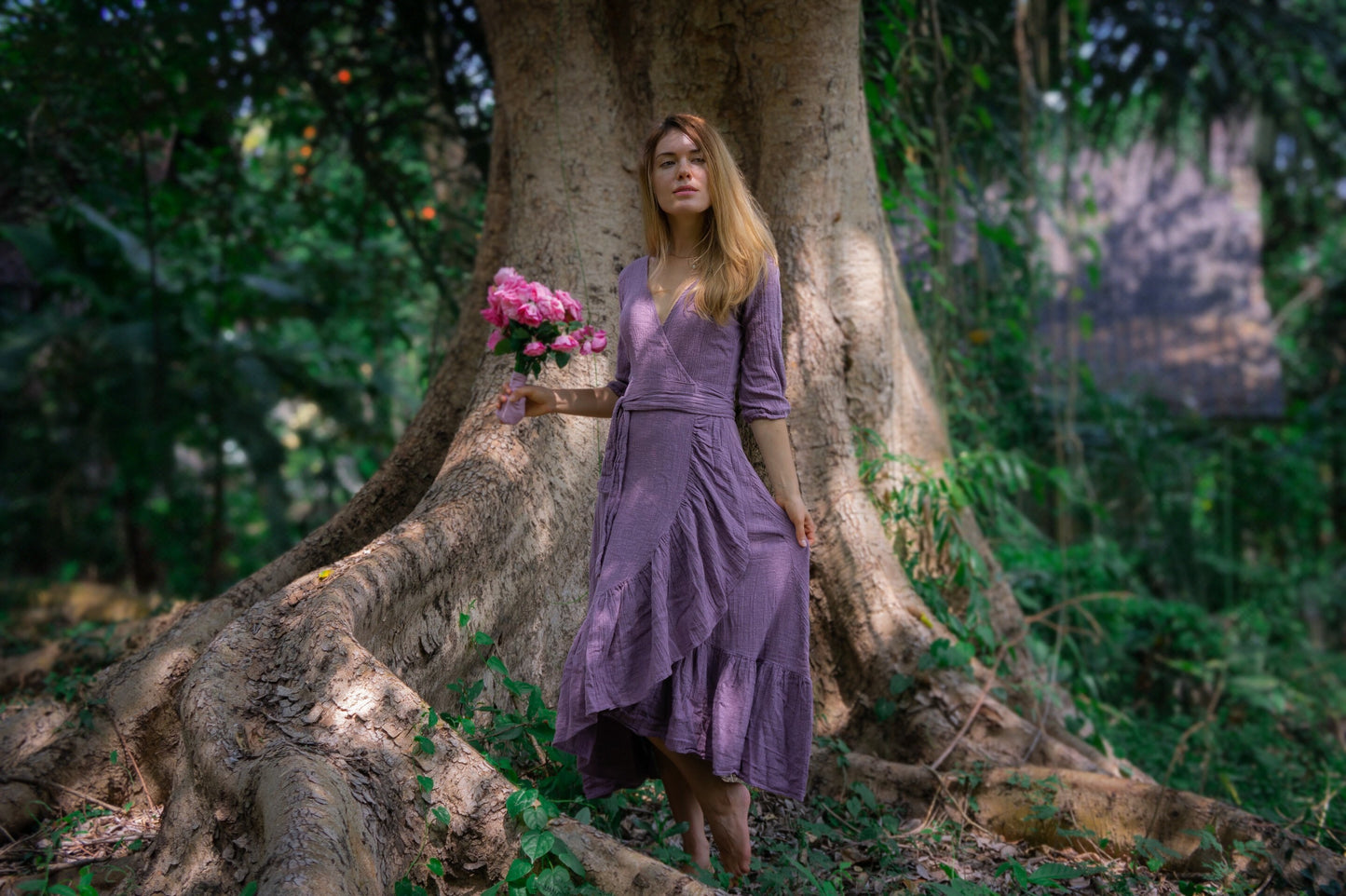 Goddess ruffle wrap dress | Lavender