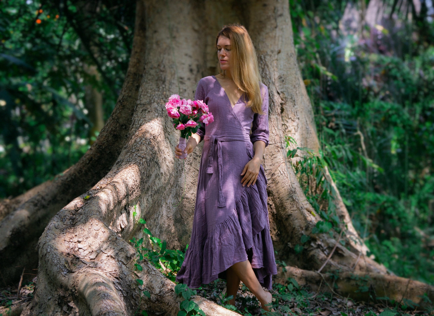 Goddess ruffle wrap dress | Lavender