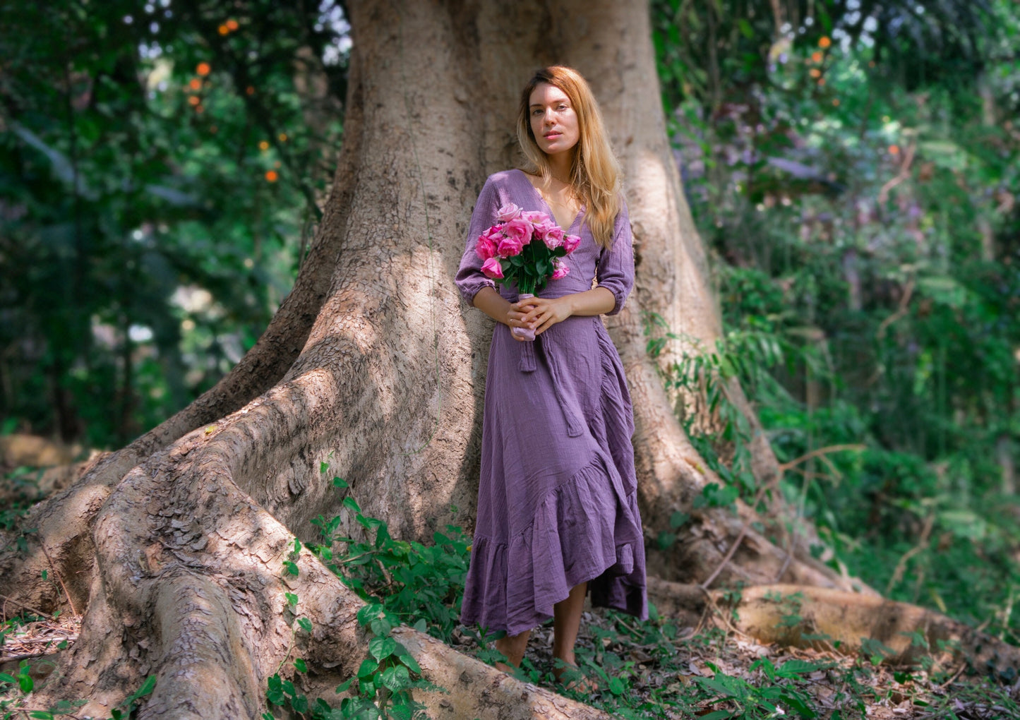 Goddess ruffle wrap dress | Lavender