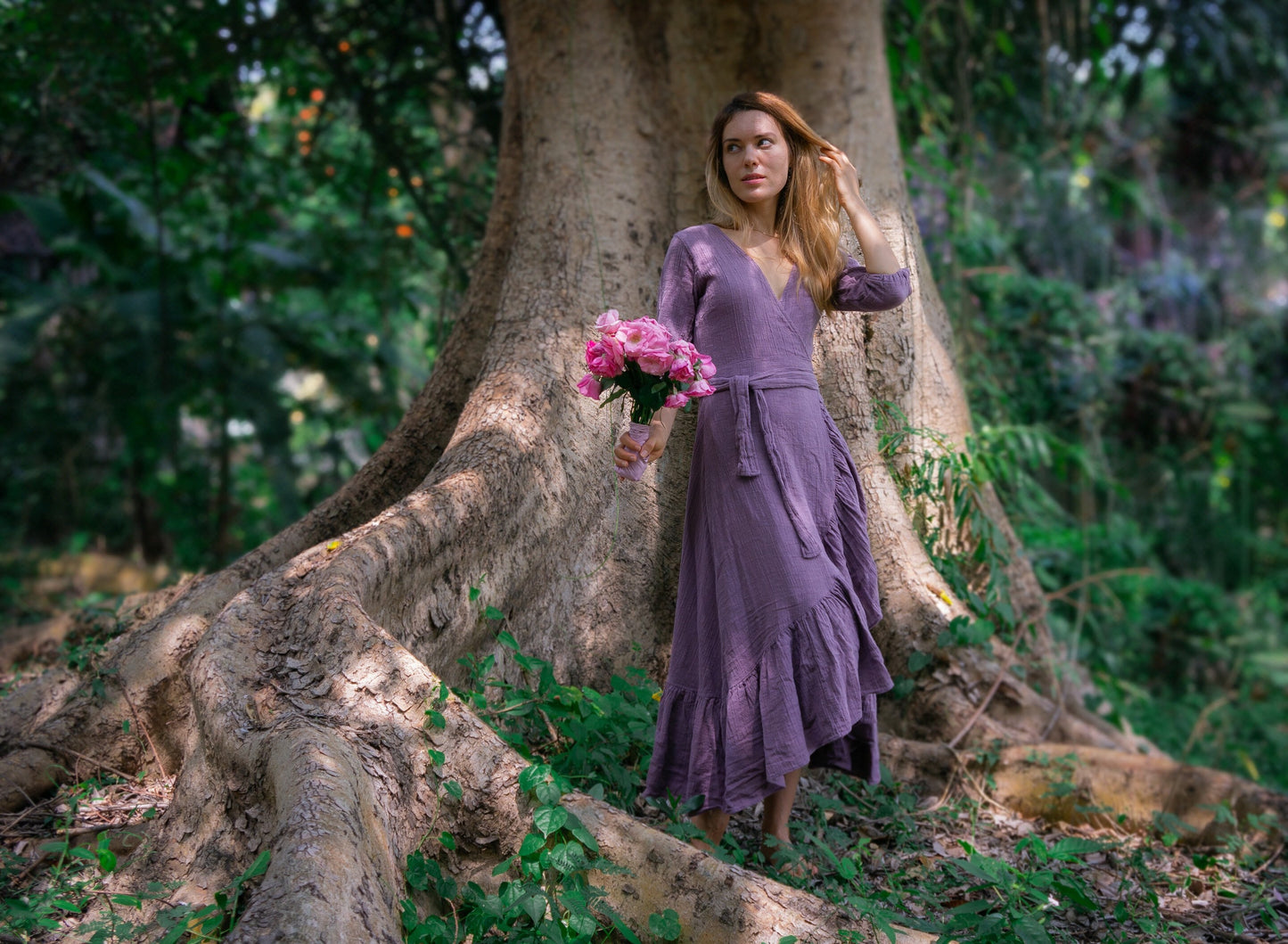 Goddess ruffle wrap dress | Lavender
