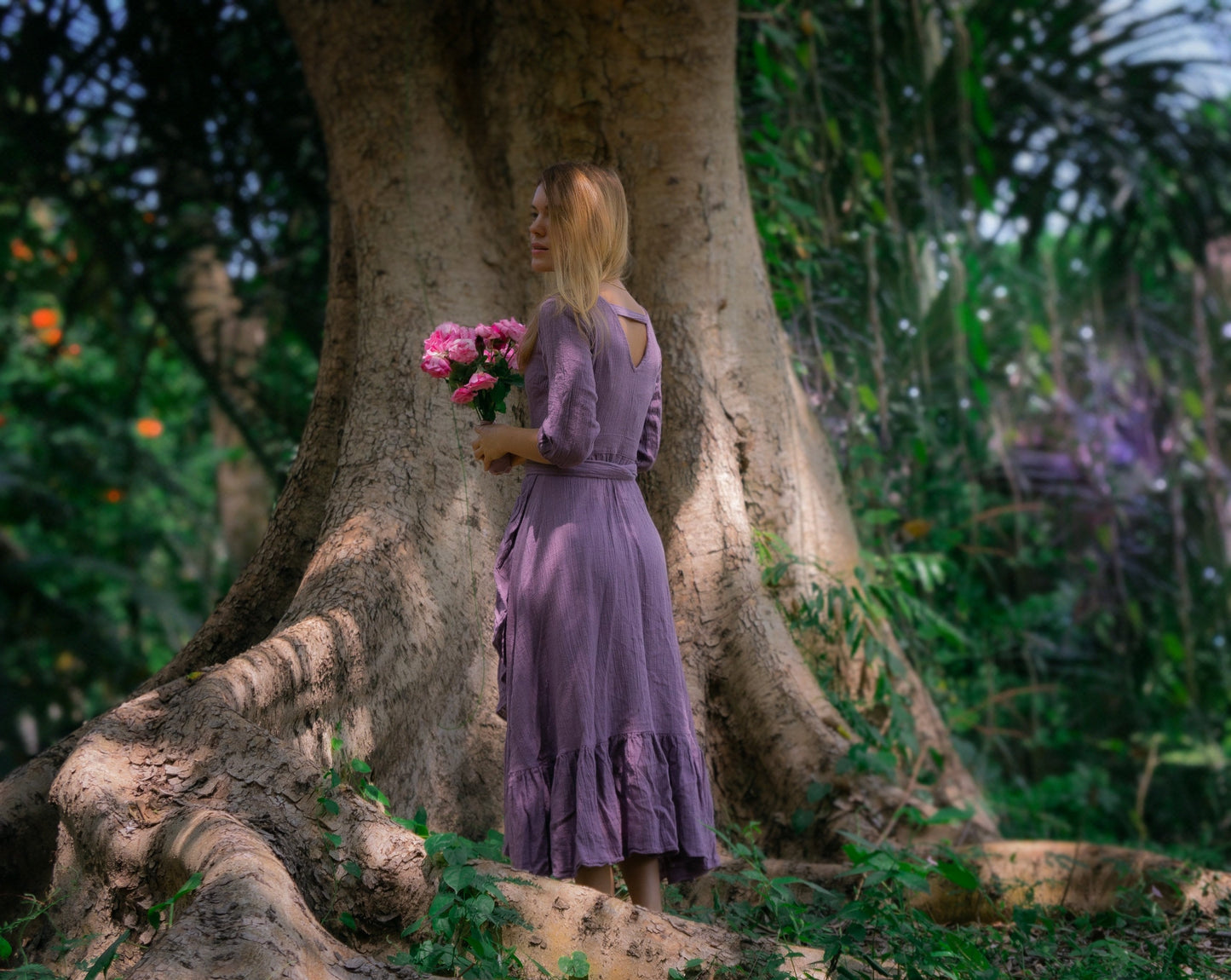 Goddess ruffle wrap dress | Lavender