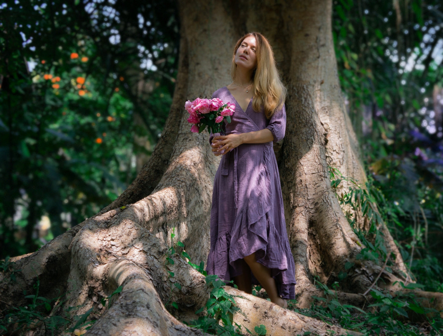 Goddess ruffle wrap dress | Lavender