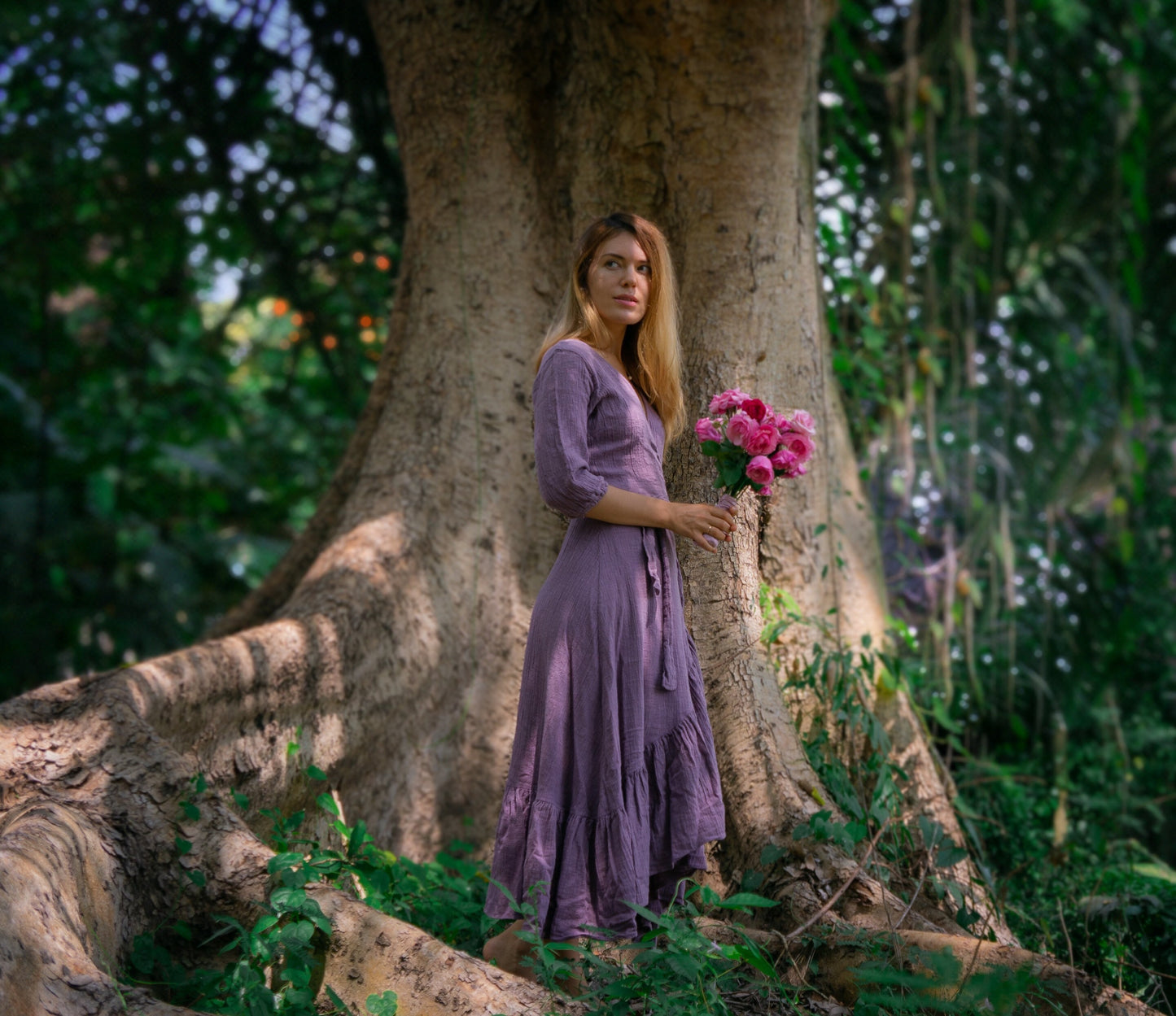 Goddess ruffle wrap dress | Lavender
