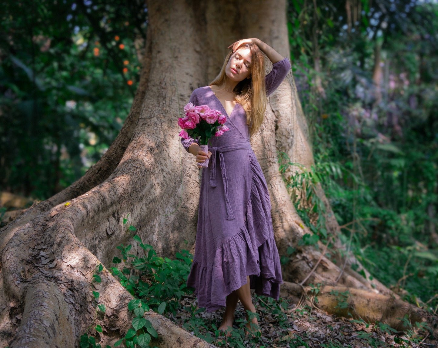 Goddess ruffle wrap dress | Lavender