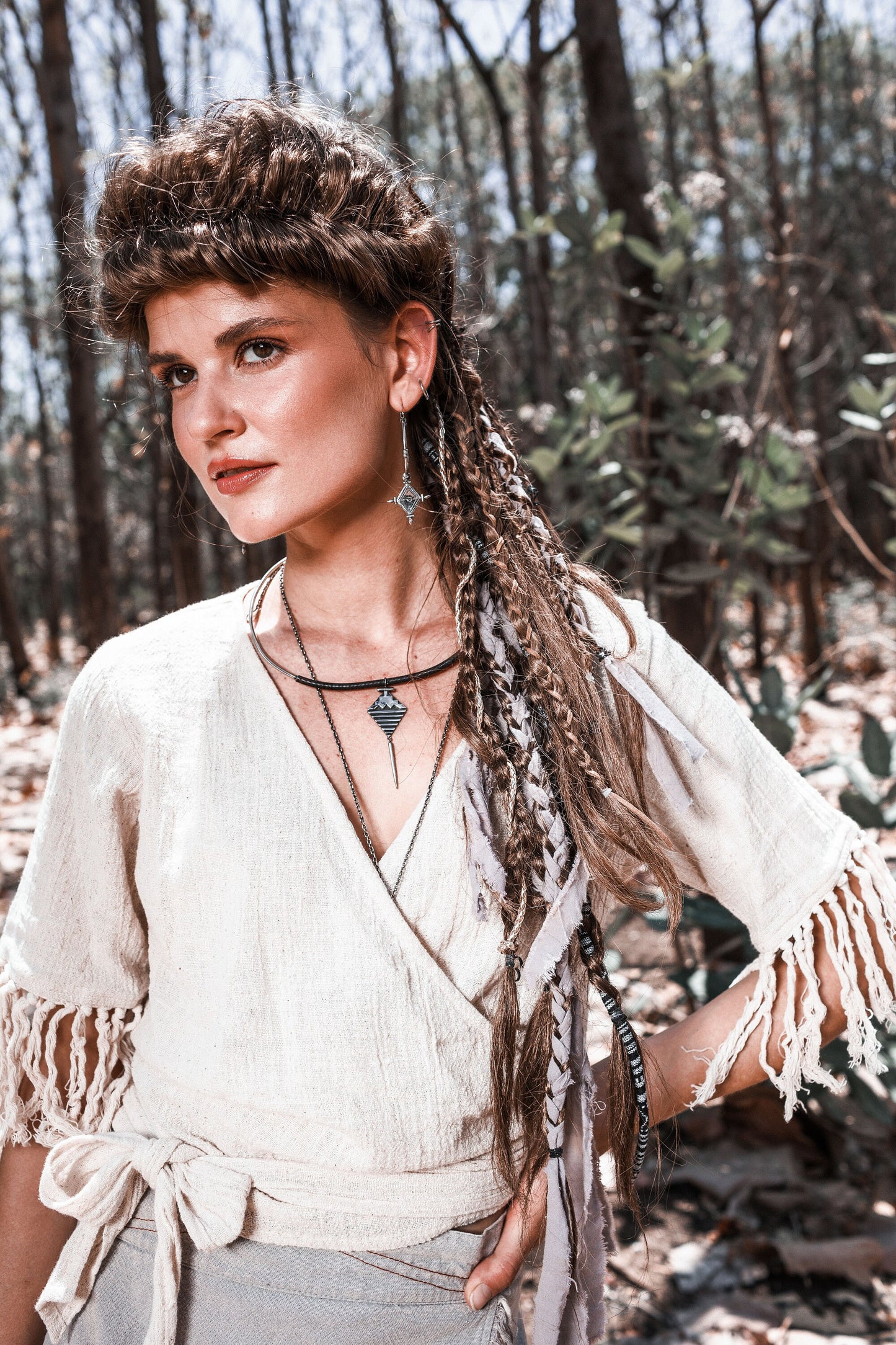 Wrap kimono top with tassels