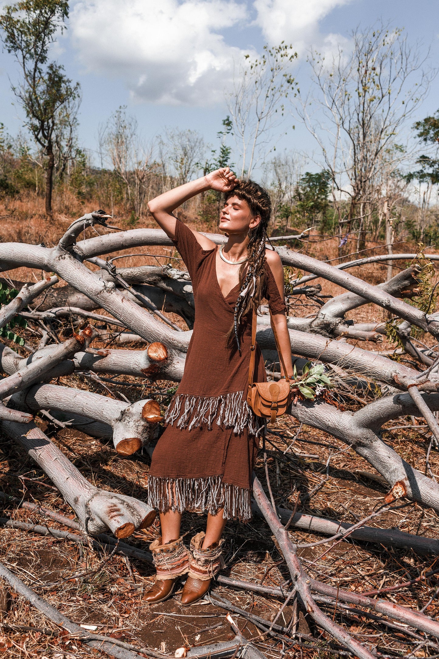 Fringe western dress | Brown
