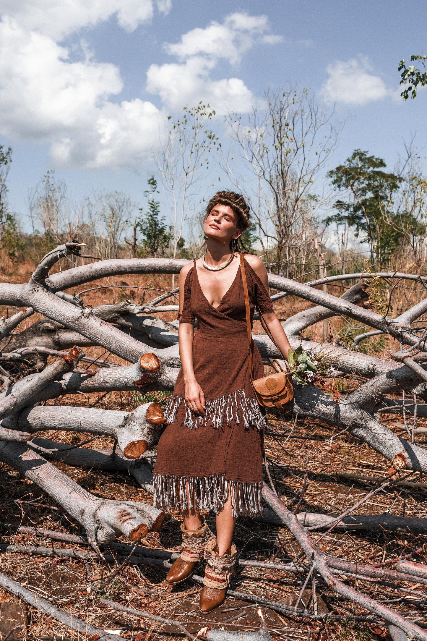 Fringe western dress | Brown