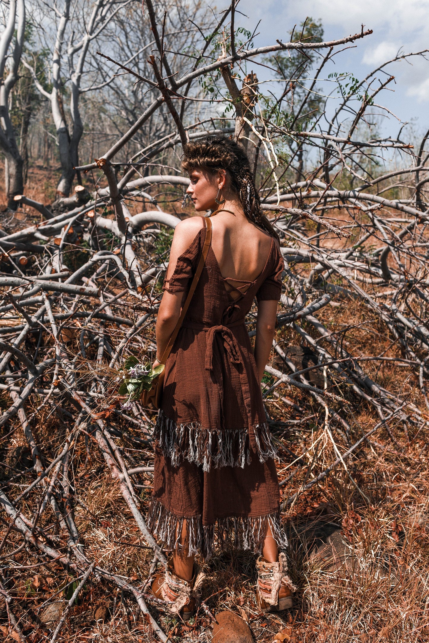 Fringe western dress | Brown
