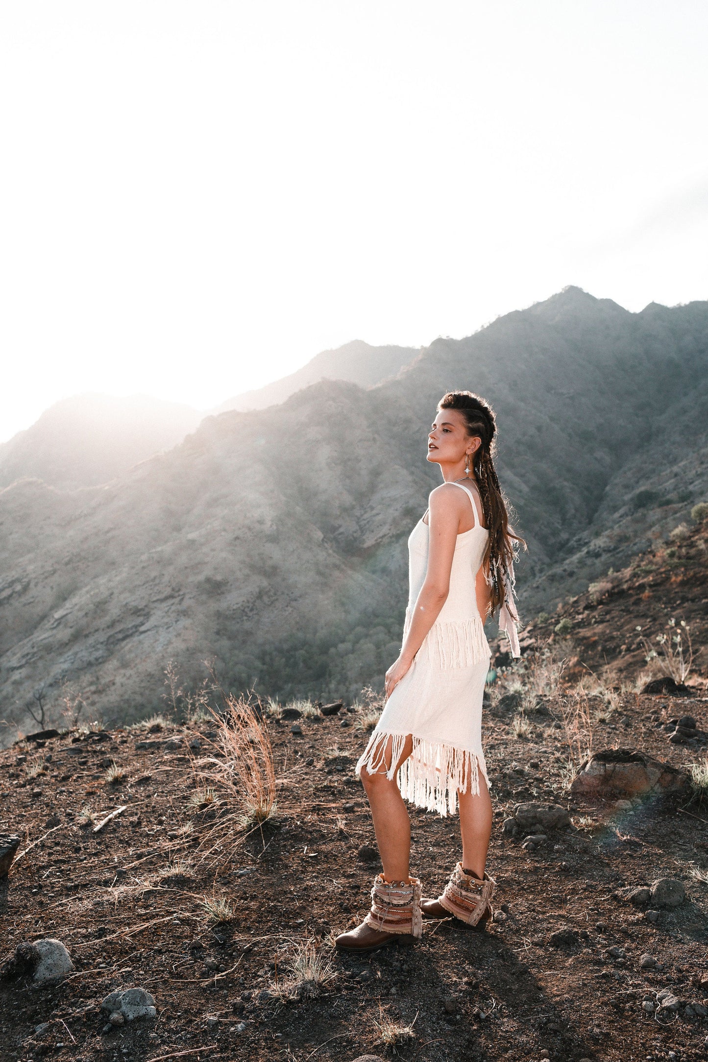 Off white dress with tassels