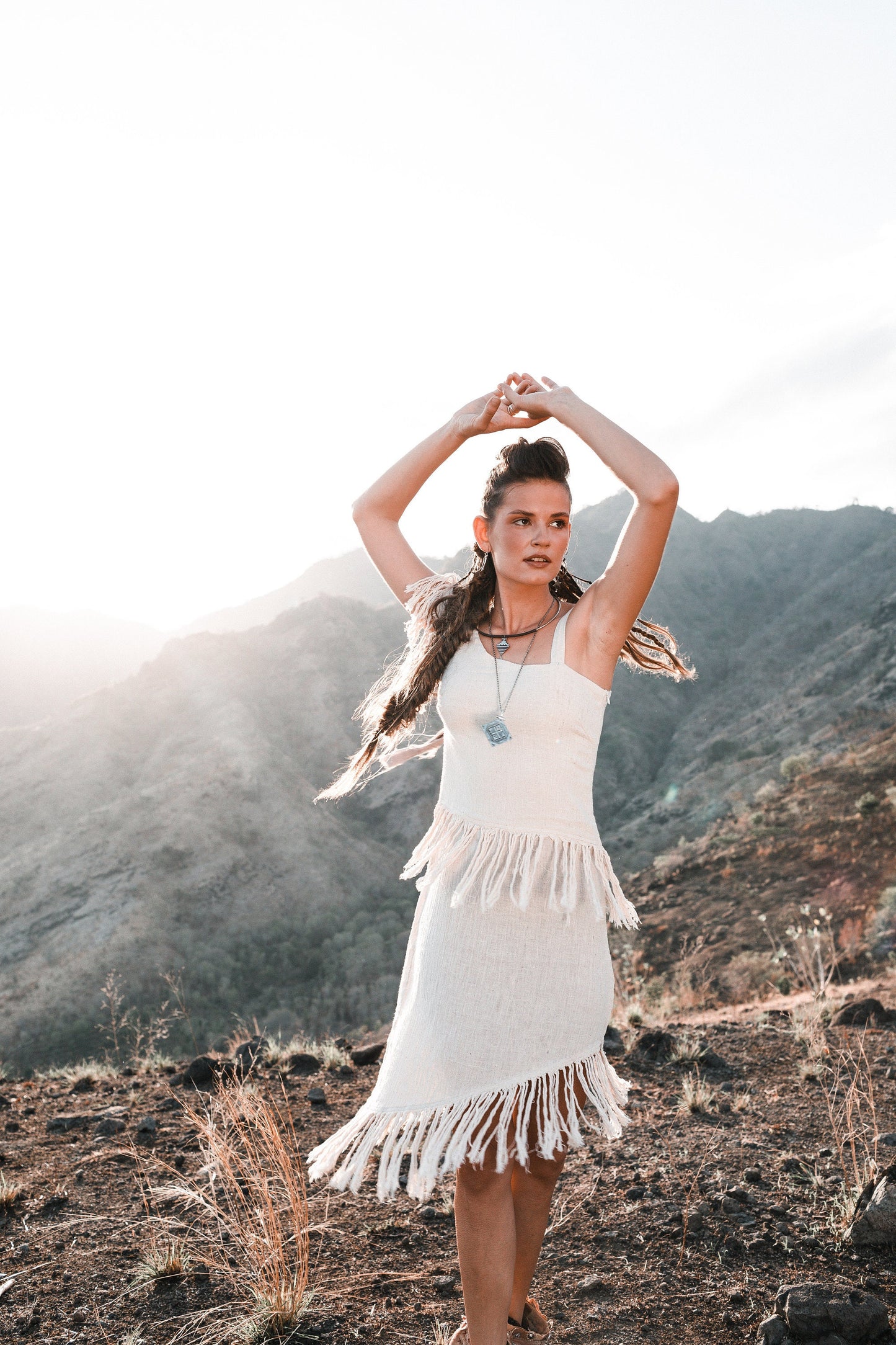 Off white dress with tassels
