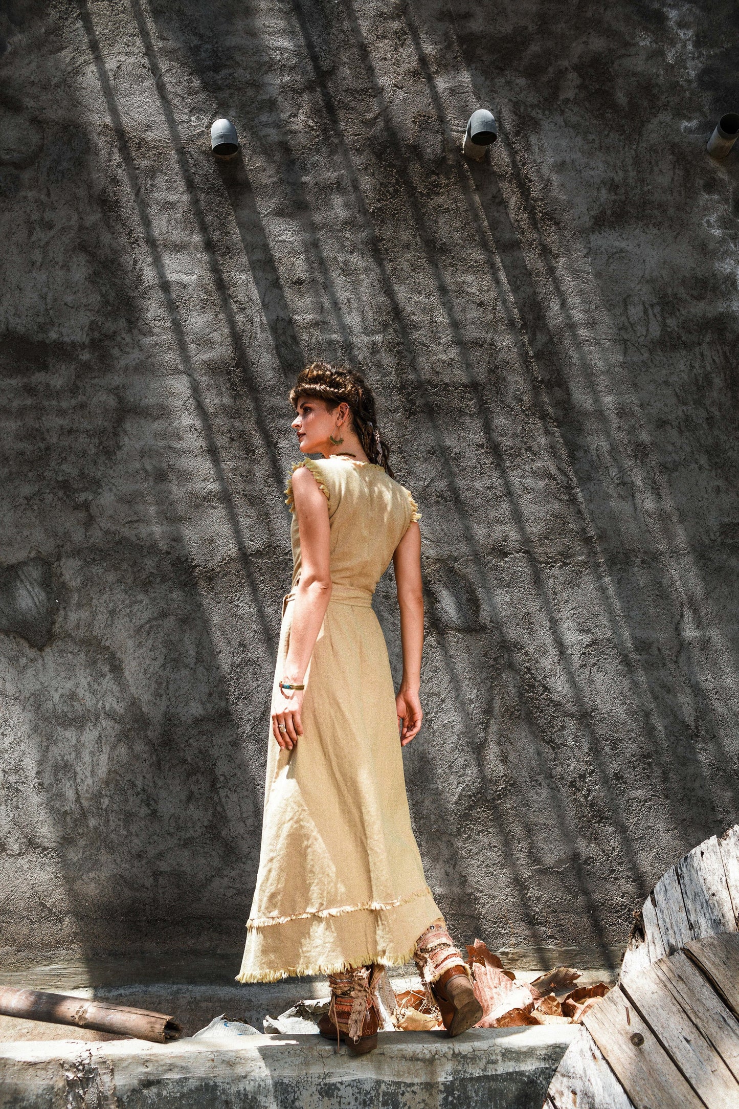 Nomad sleeveless wrap dress | Ochre
