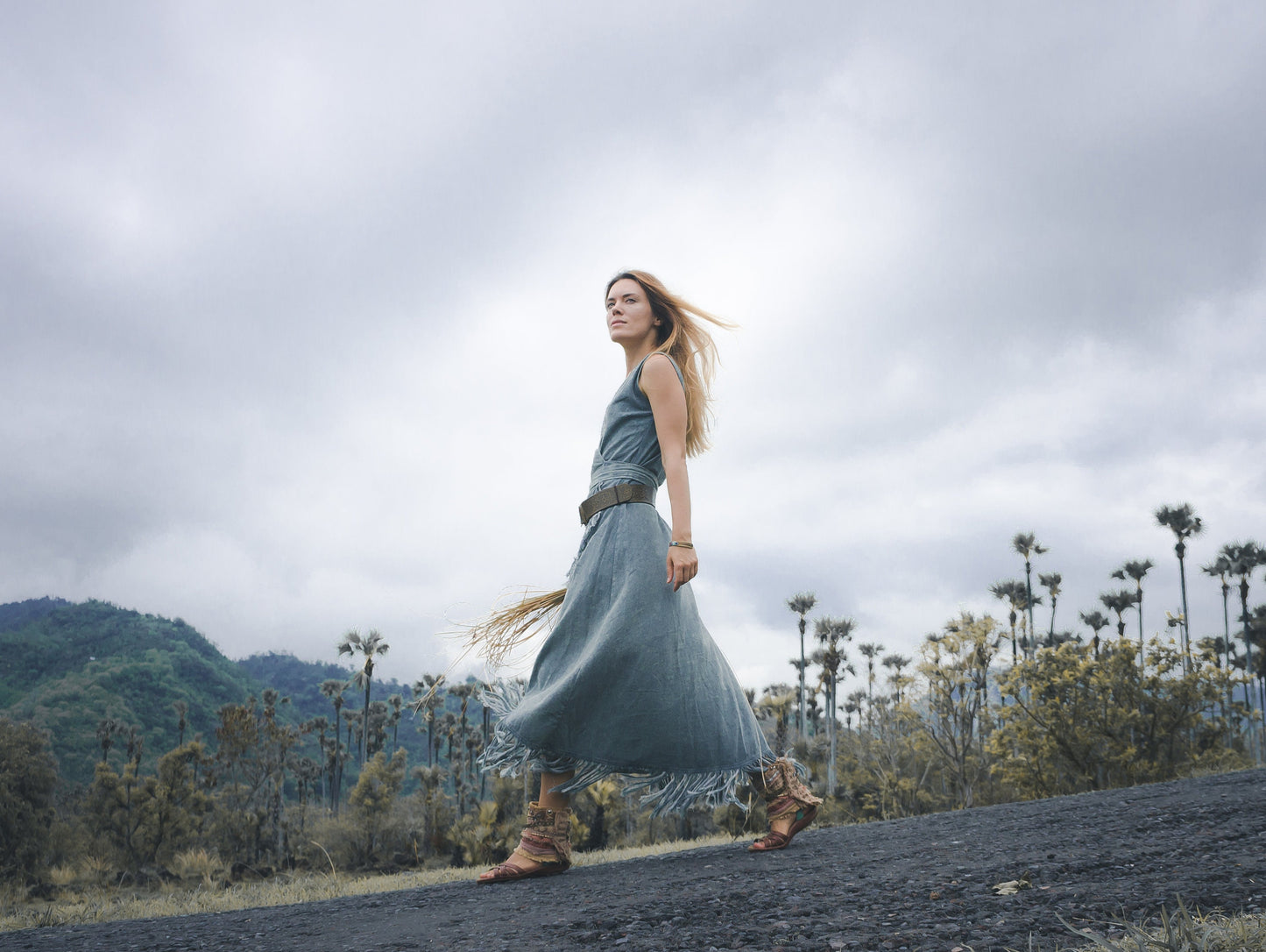 Blue boho wrap dress