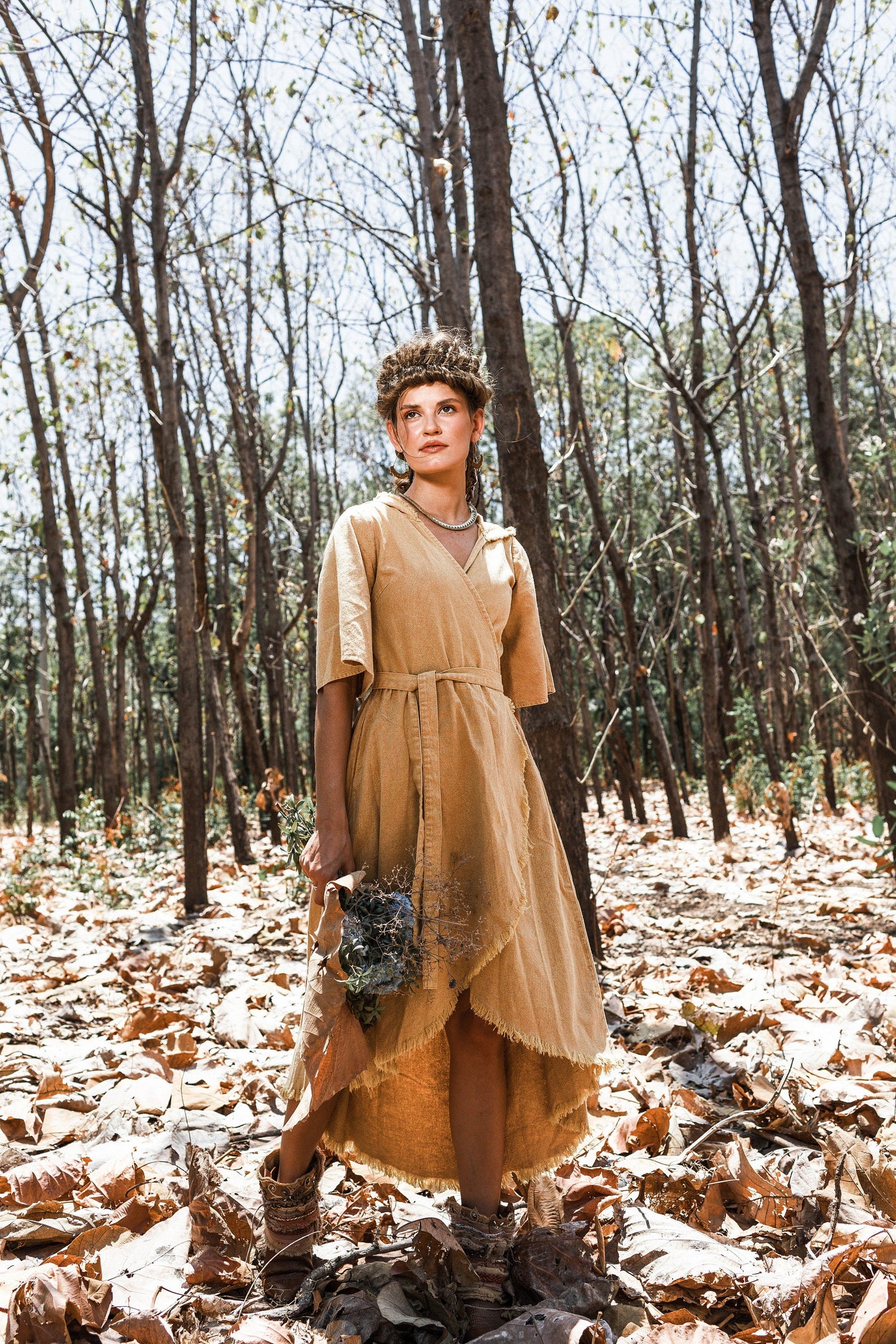 Hooded nomad wrap dress
