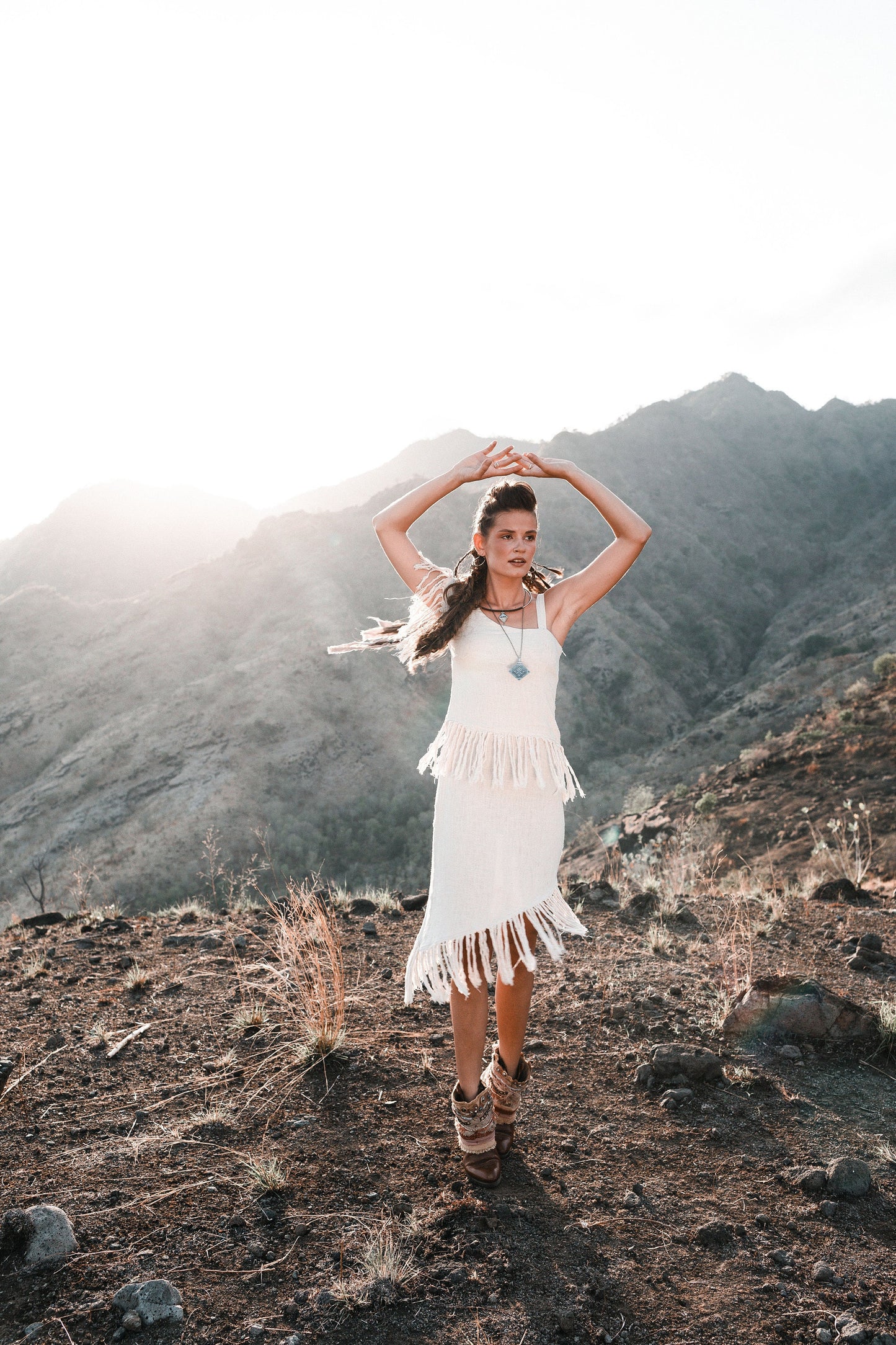 Off white dress with tassels