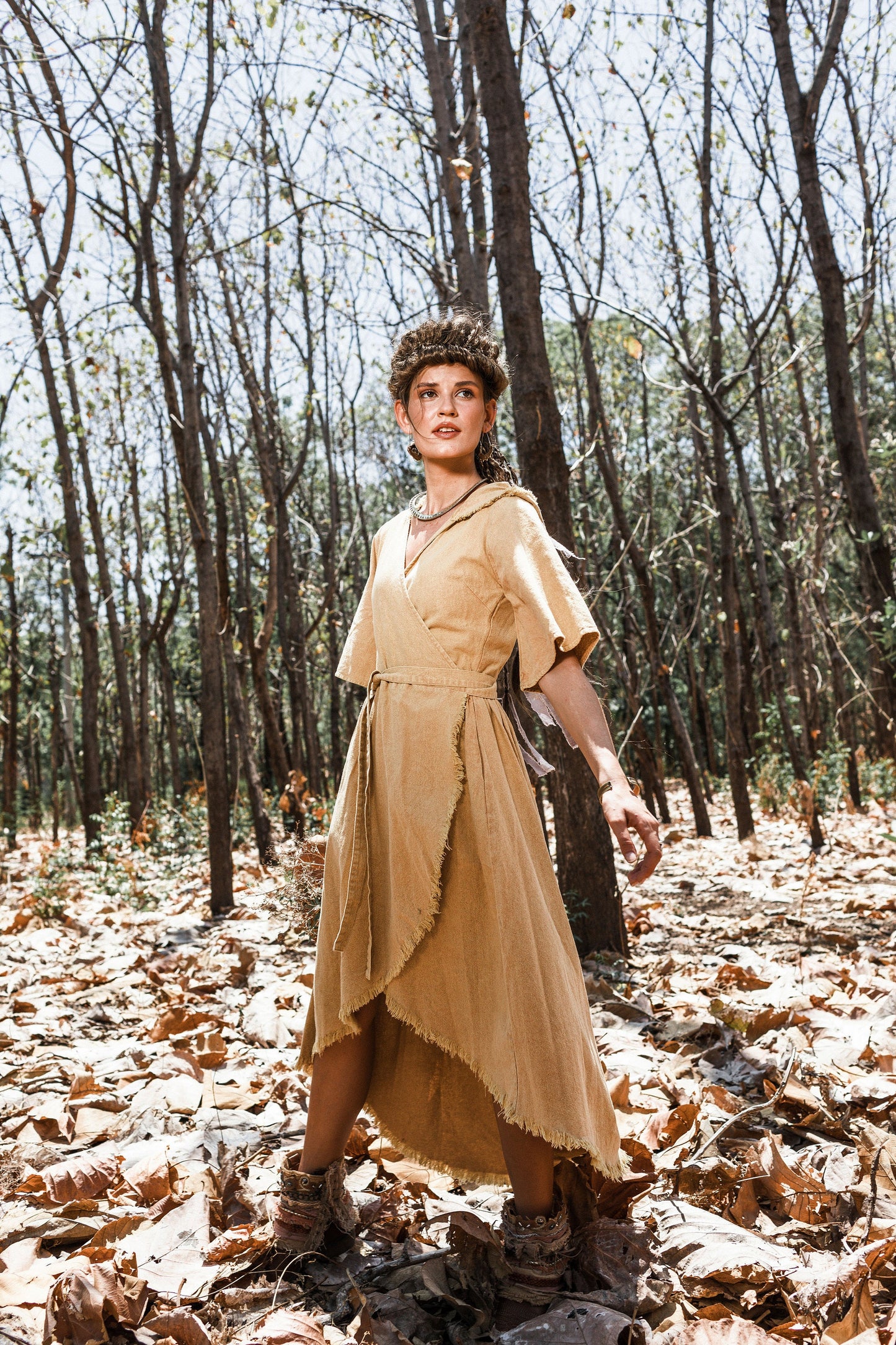 Hooded nomad wrap dress
