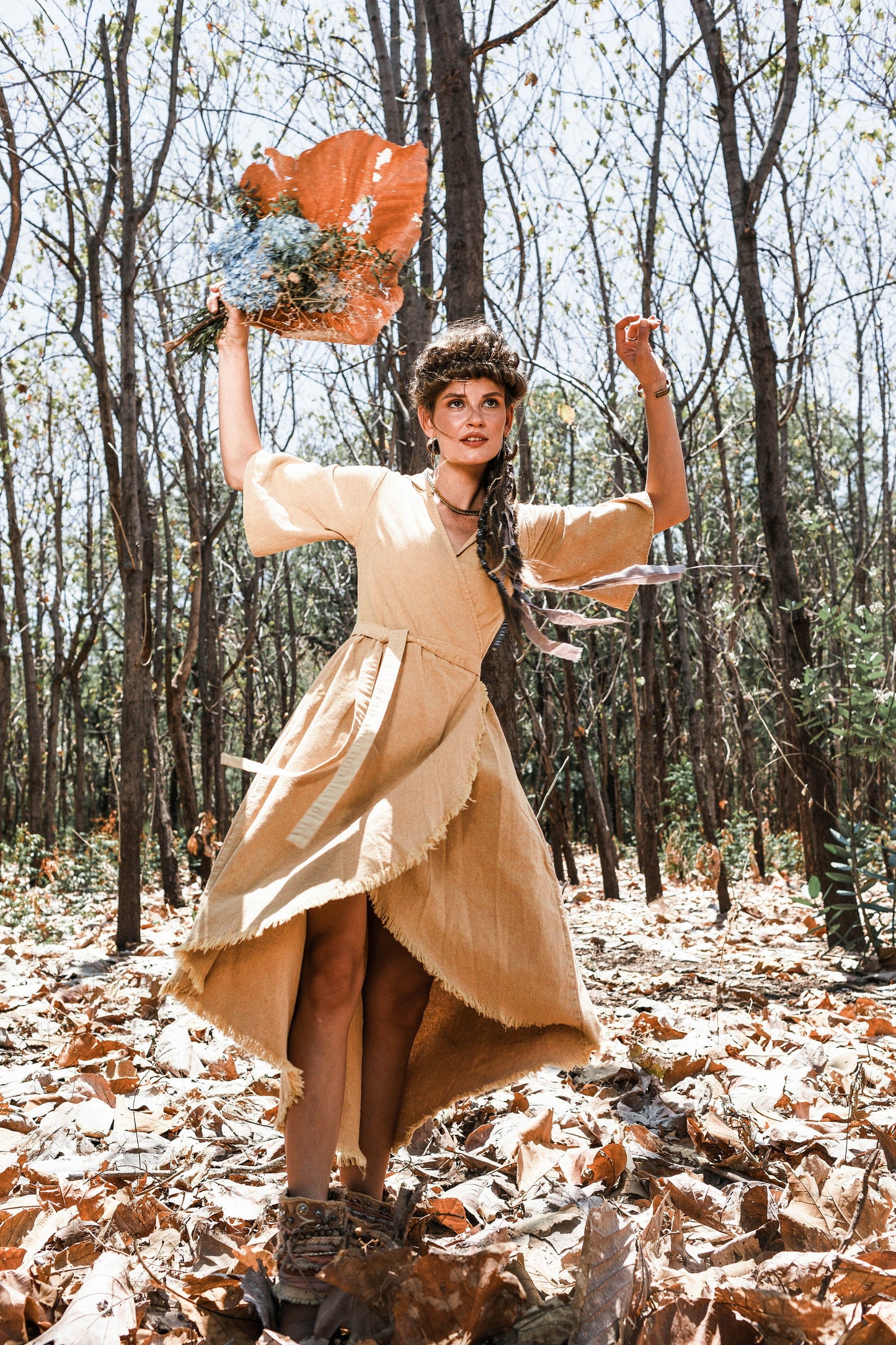 Hooded nomad wrap dress