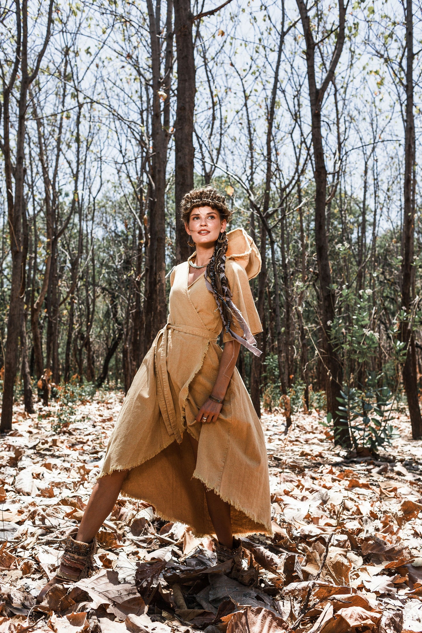 Hooded nomad wrap dress