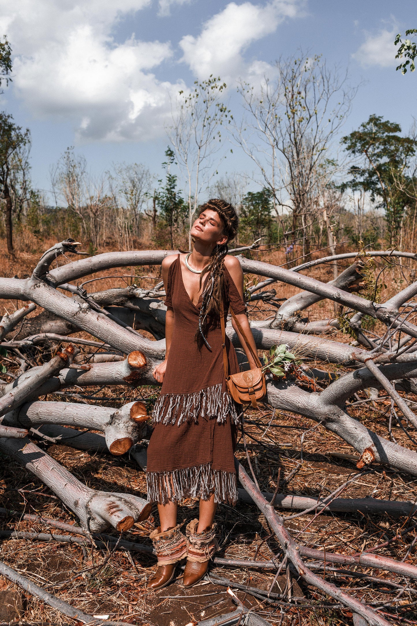 Fringe western dress | Brown
