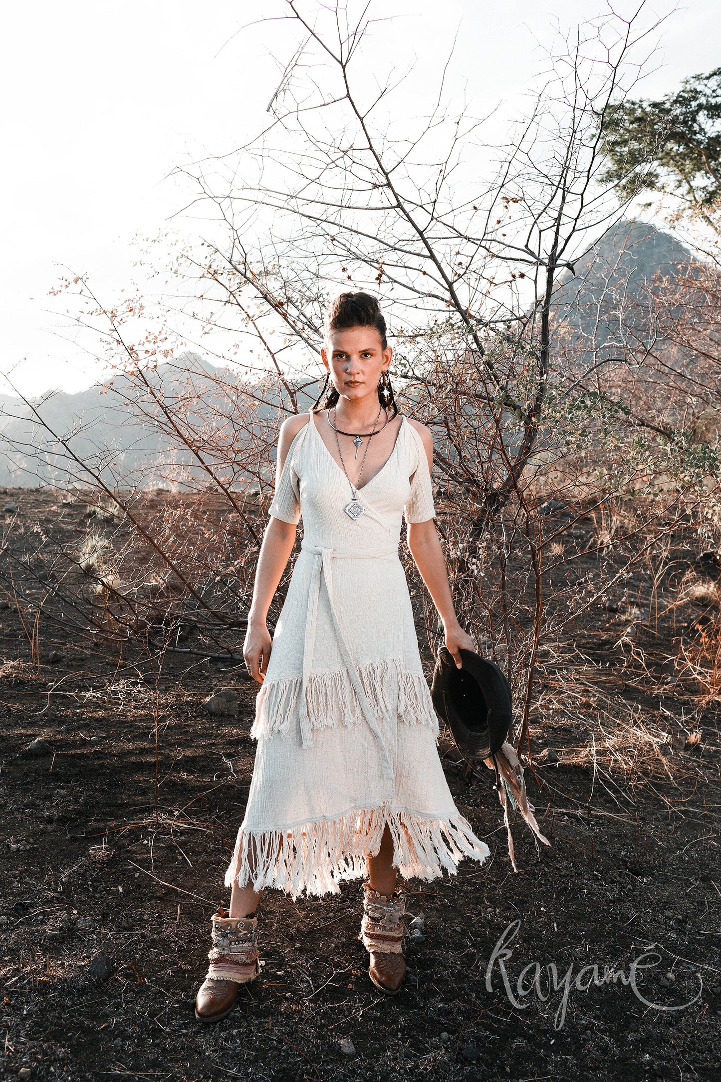 Fringe western wedding dress