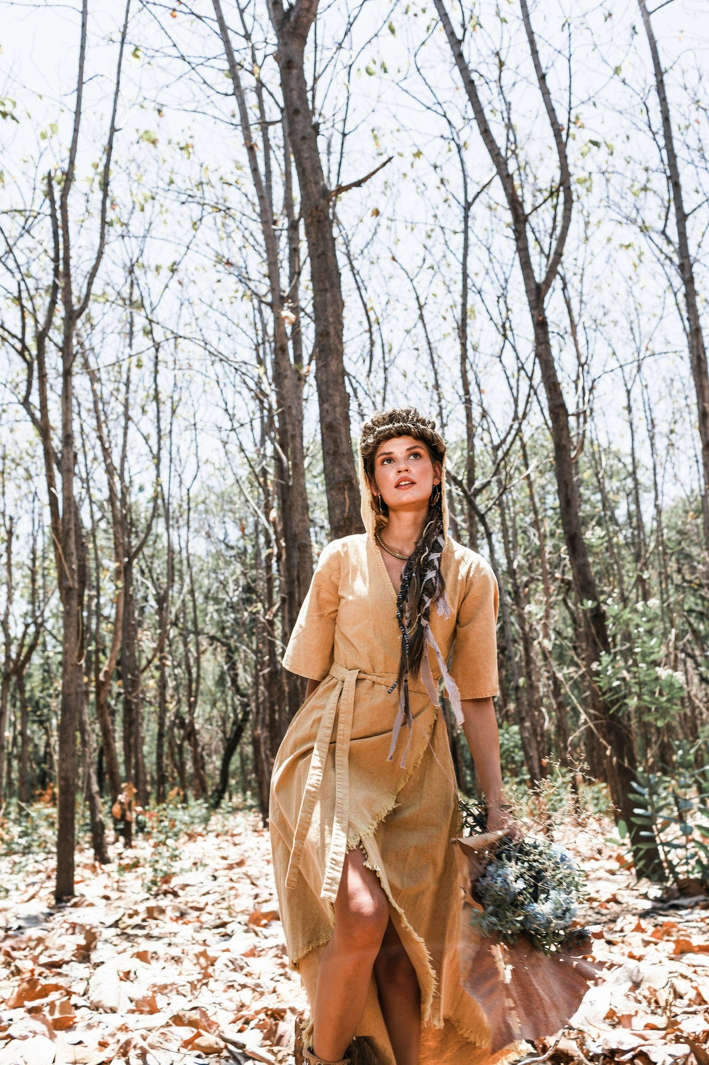 Hooded nomad wrap dress