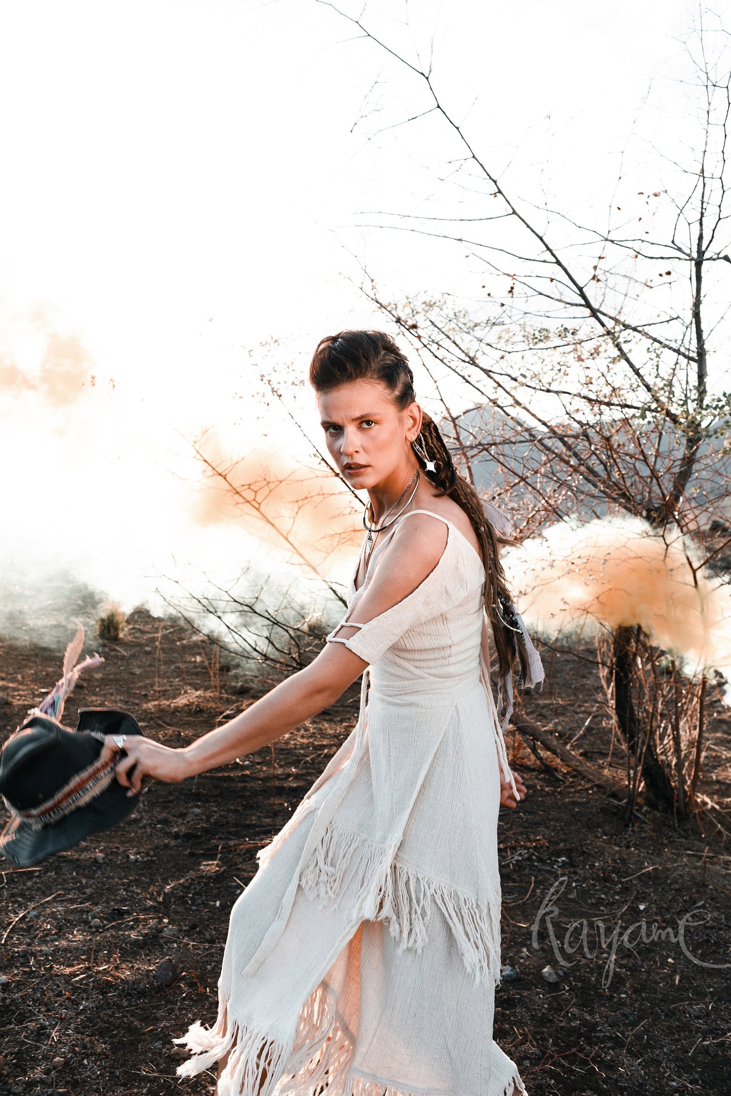 Fringe western wedding dress
