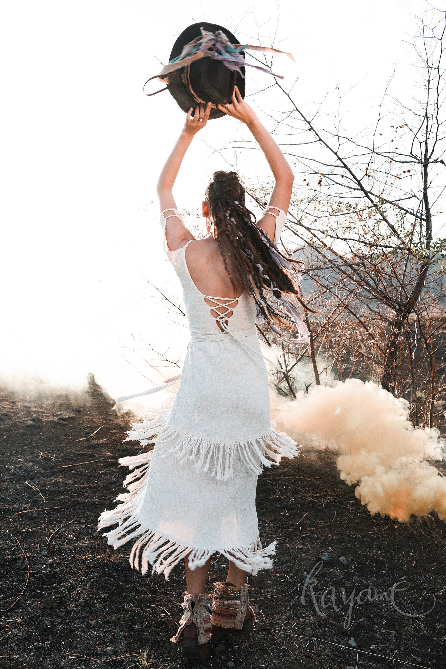 Fringe western wedding dress
