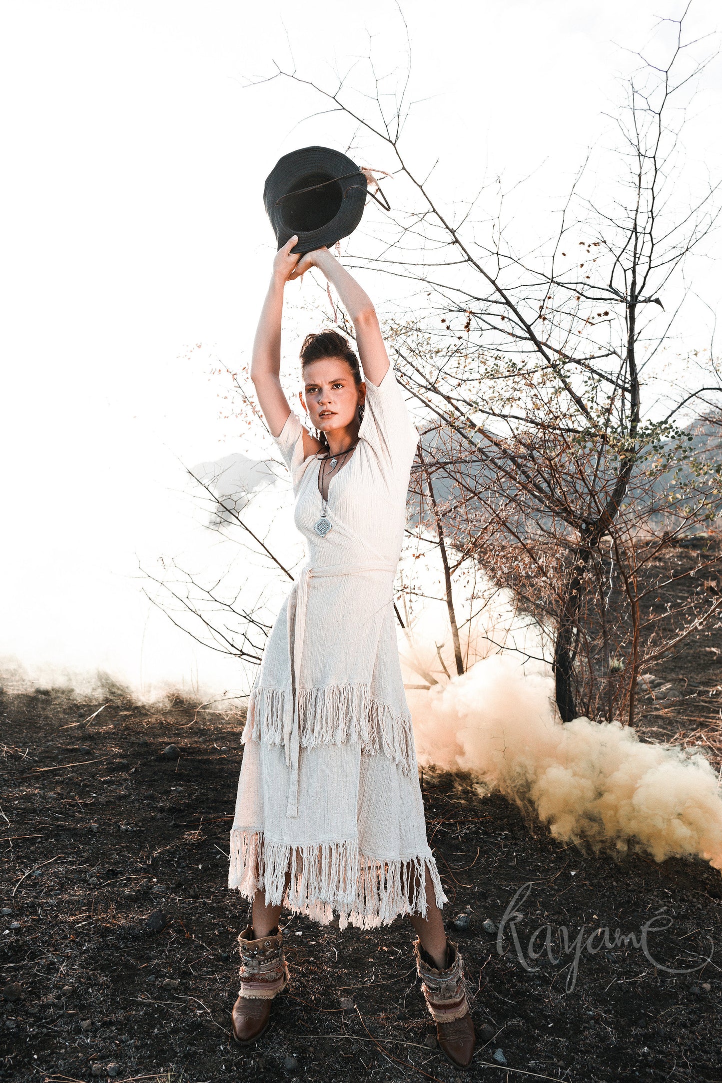 Fringe western wedding dress
