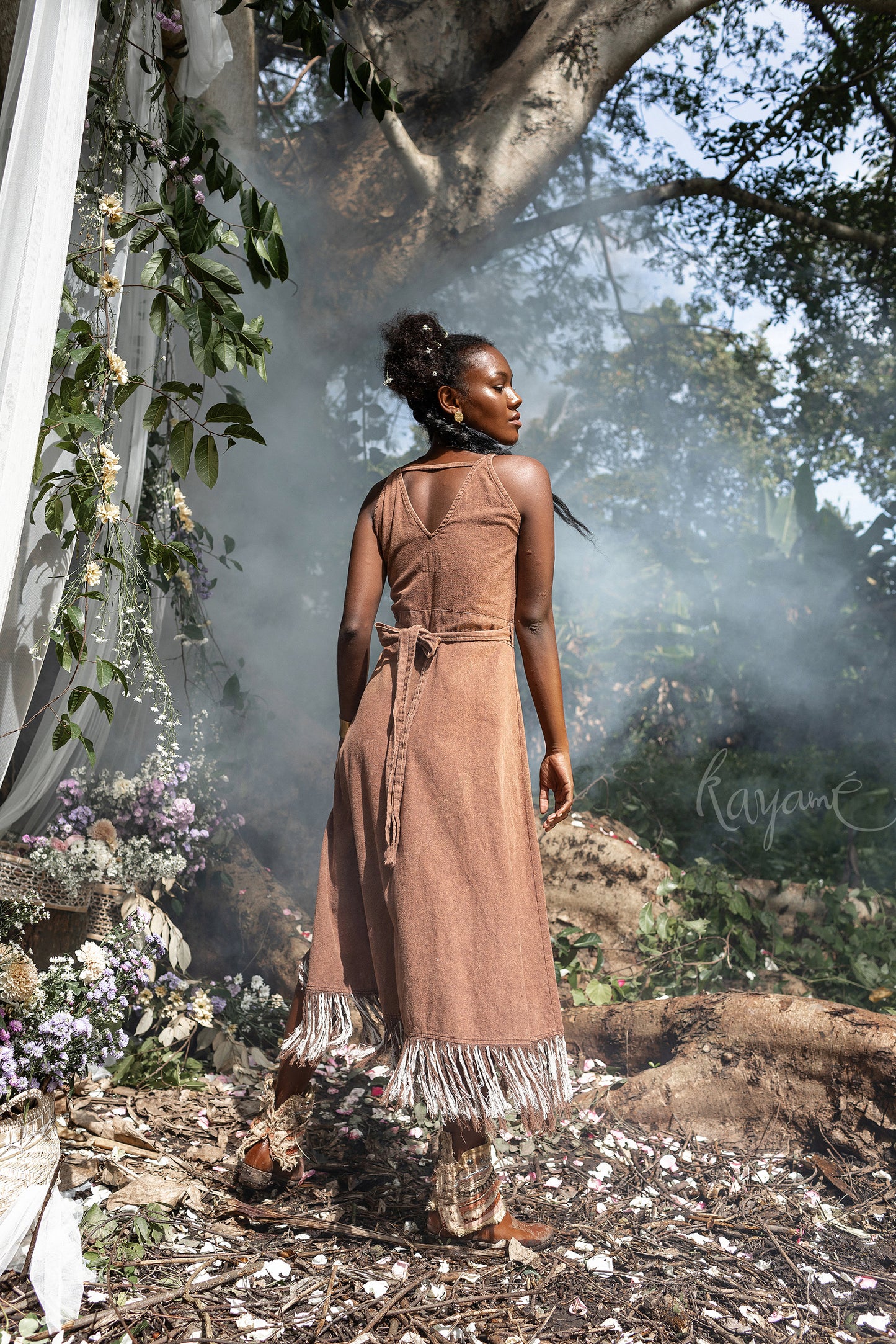 Earthy brown tribal dress