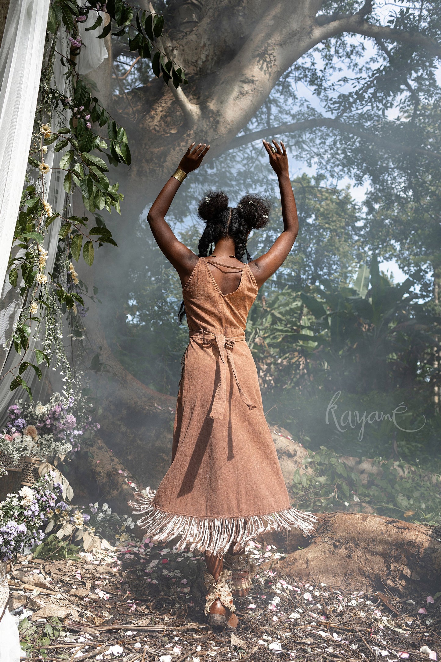 Earthy brown tribal dress