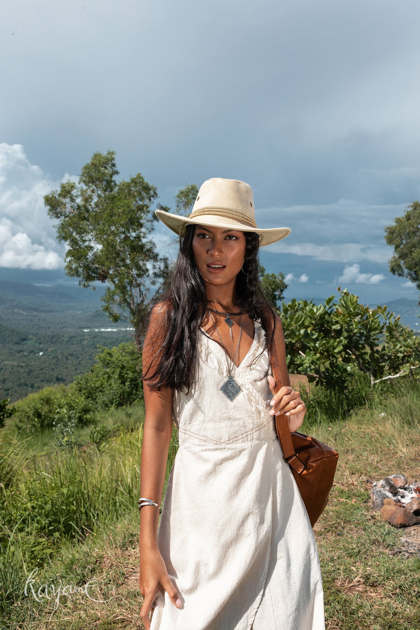 White gypsy dress with tassels