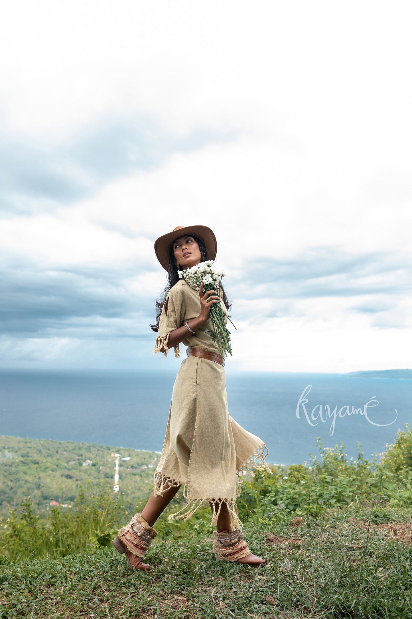 Sand kimono wrap dress