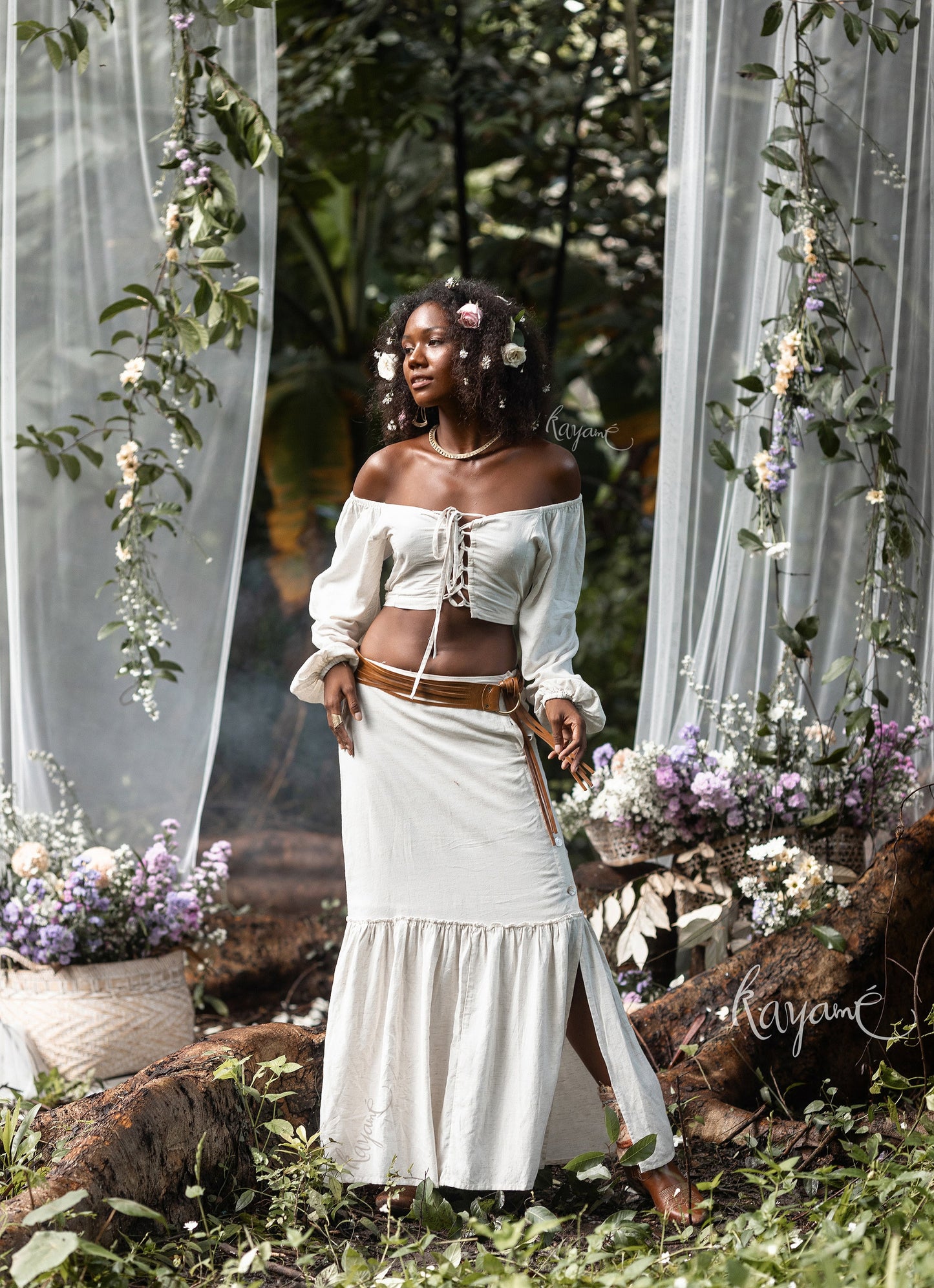Skirt + corset top | White