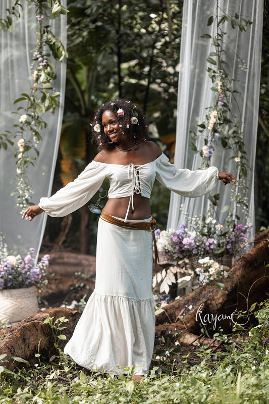 Skirt + corset top | White