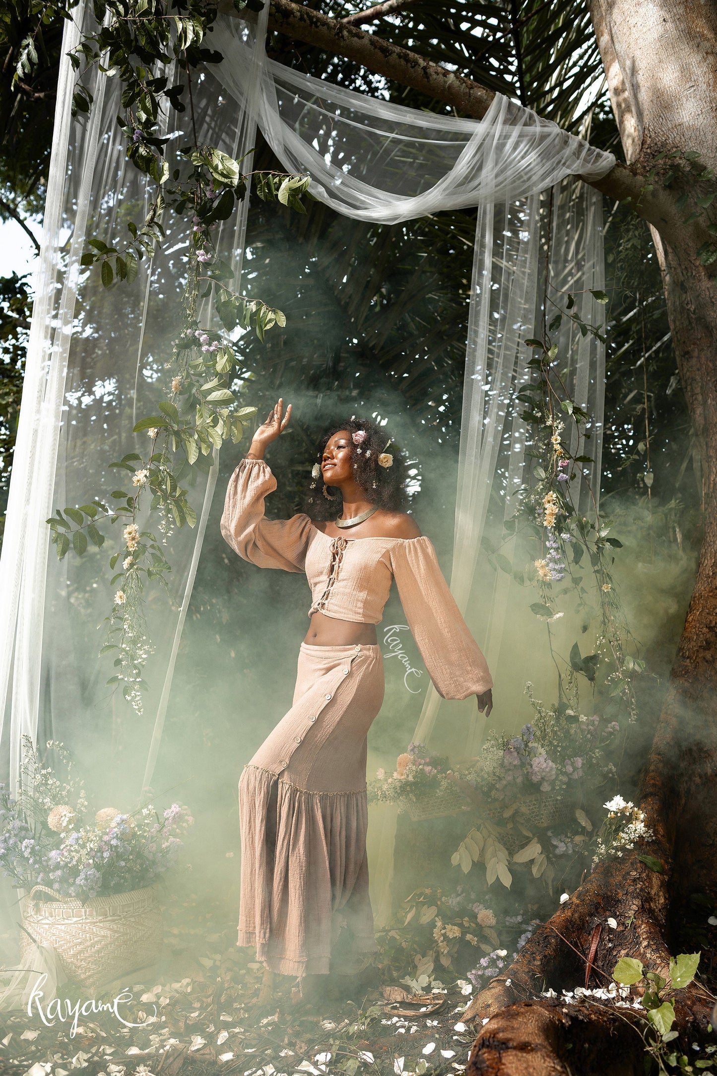 Skirt + crop corset top | Dusty rose