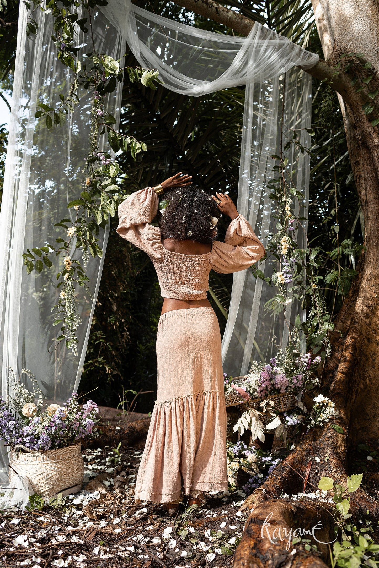 Skirt + crop corset top | Dusty rose