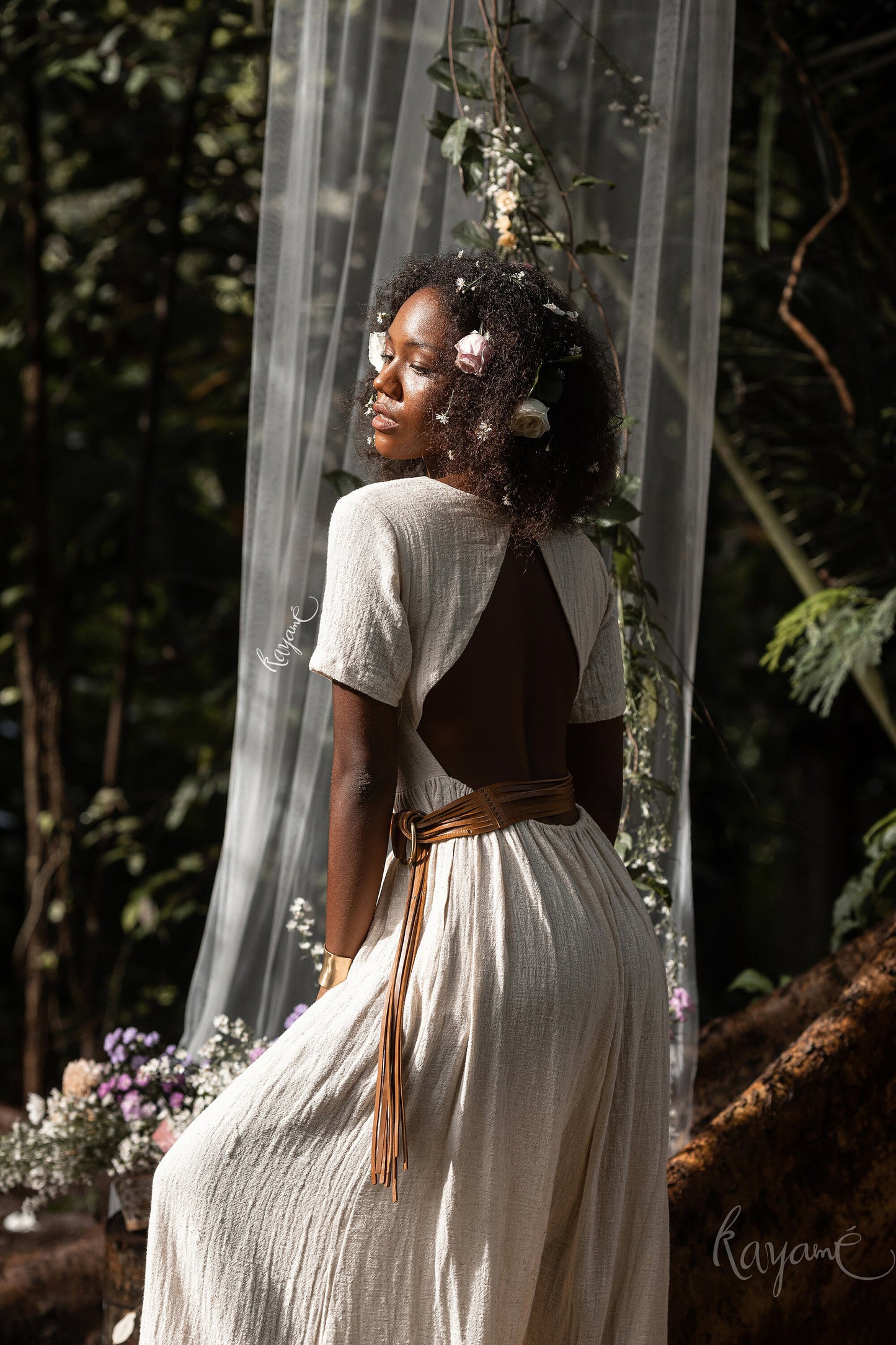 Open back goddess maxi dress