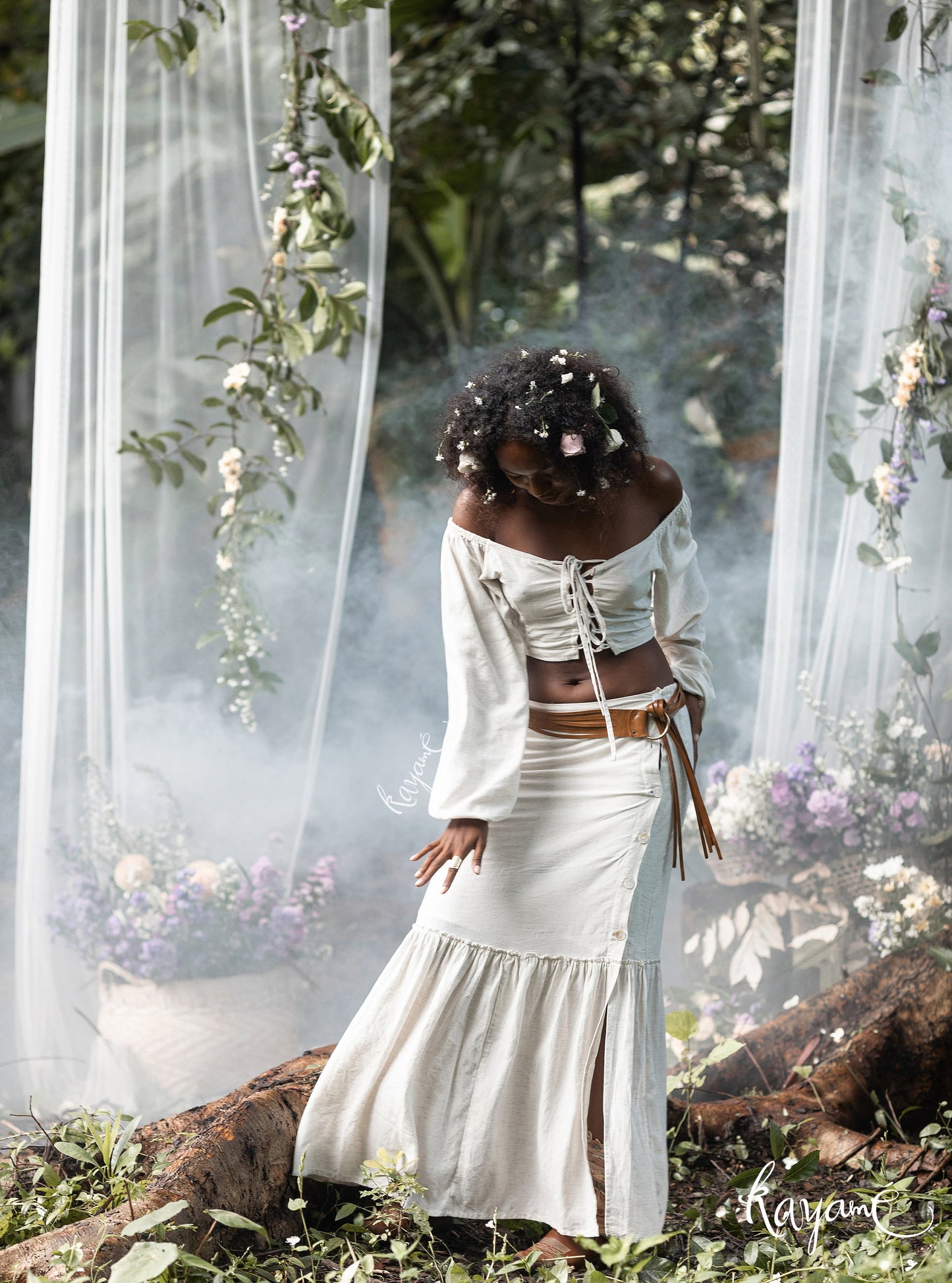 Skirt + corset top | White