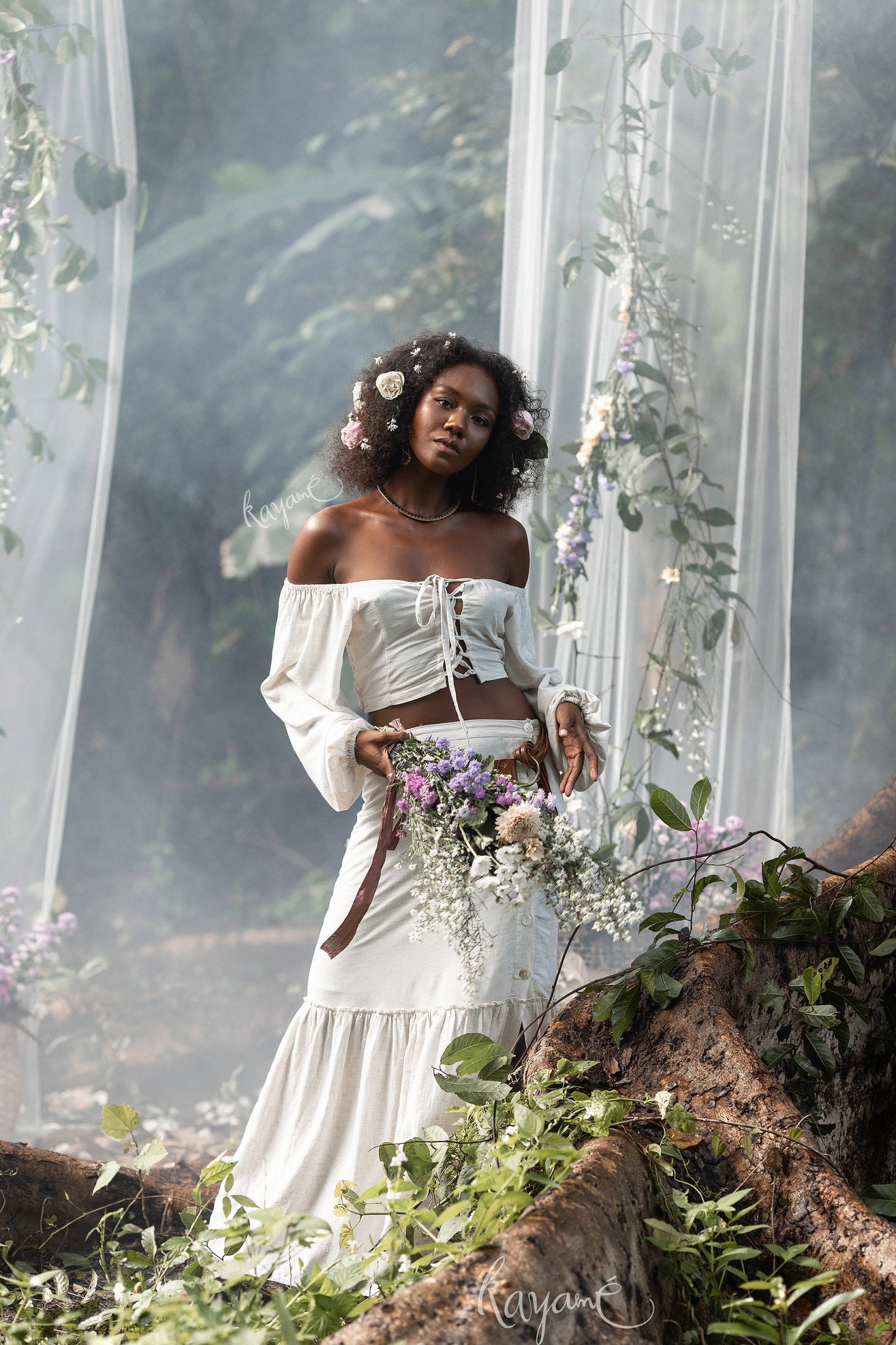 Skirt + corset top | White